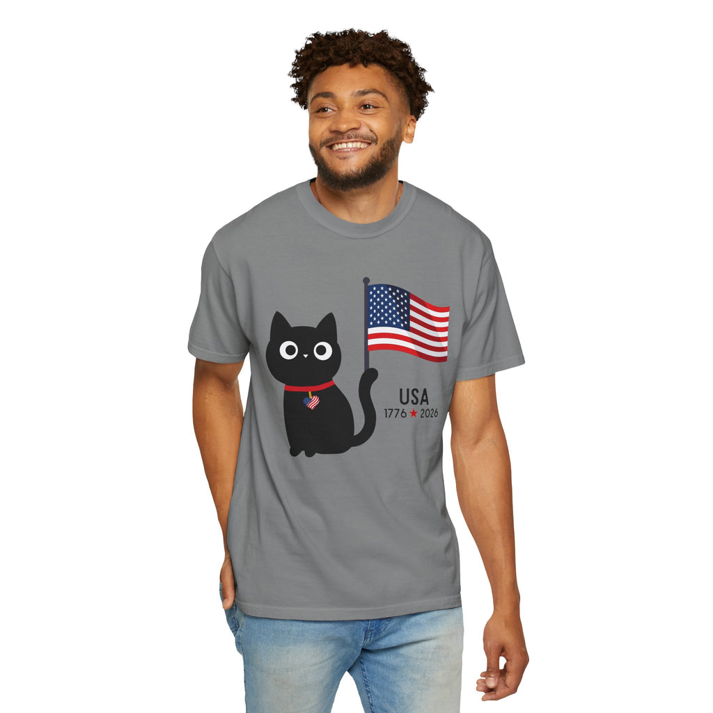 Patriotic Cat USA T-Shirt – 1776 • 2026 Flag Tee