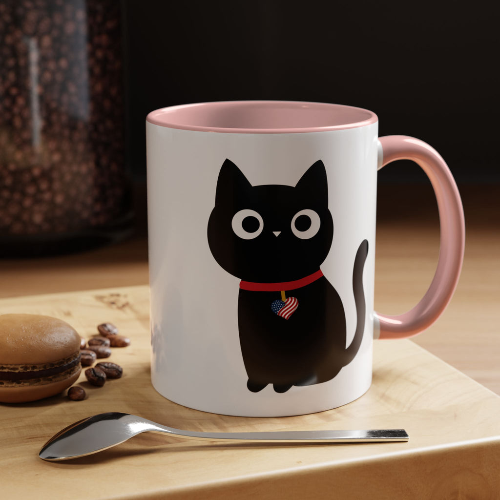 Patriotic Black Cat Accent Coffee Mug (11/15oz)
