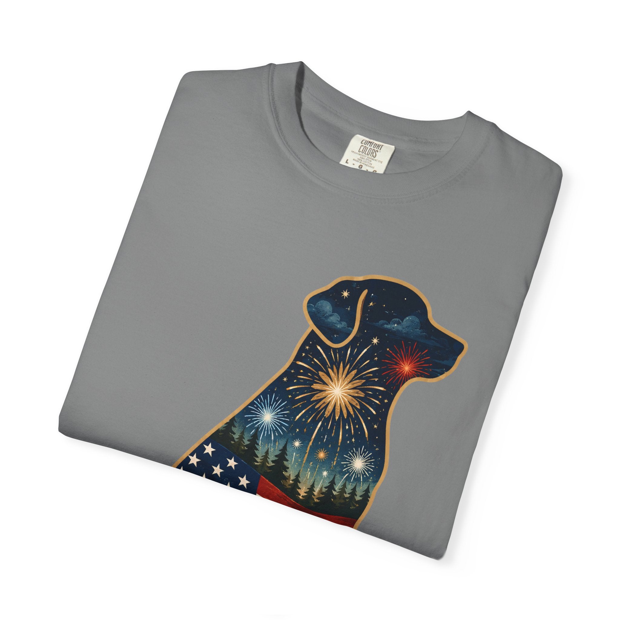 Patriotic Labrador T-Shirt — "America's 250th 1776–2026" Dog Flag Tee