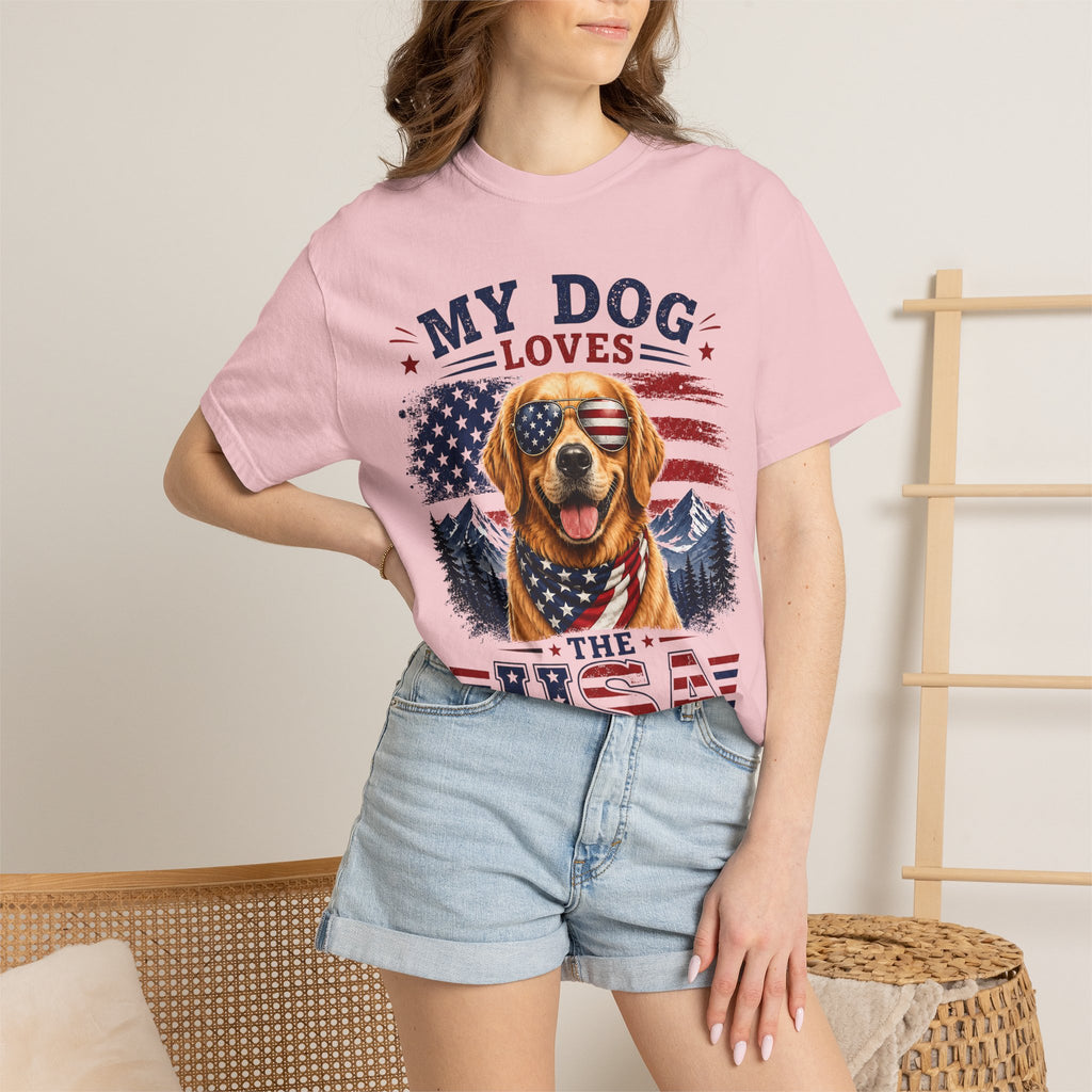 My Dog Loves the USA T-Shirt — Patriotic Golden Retriever Tee