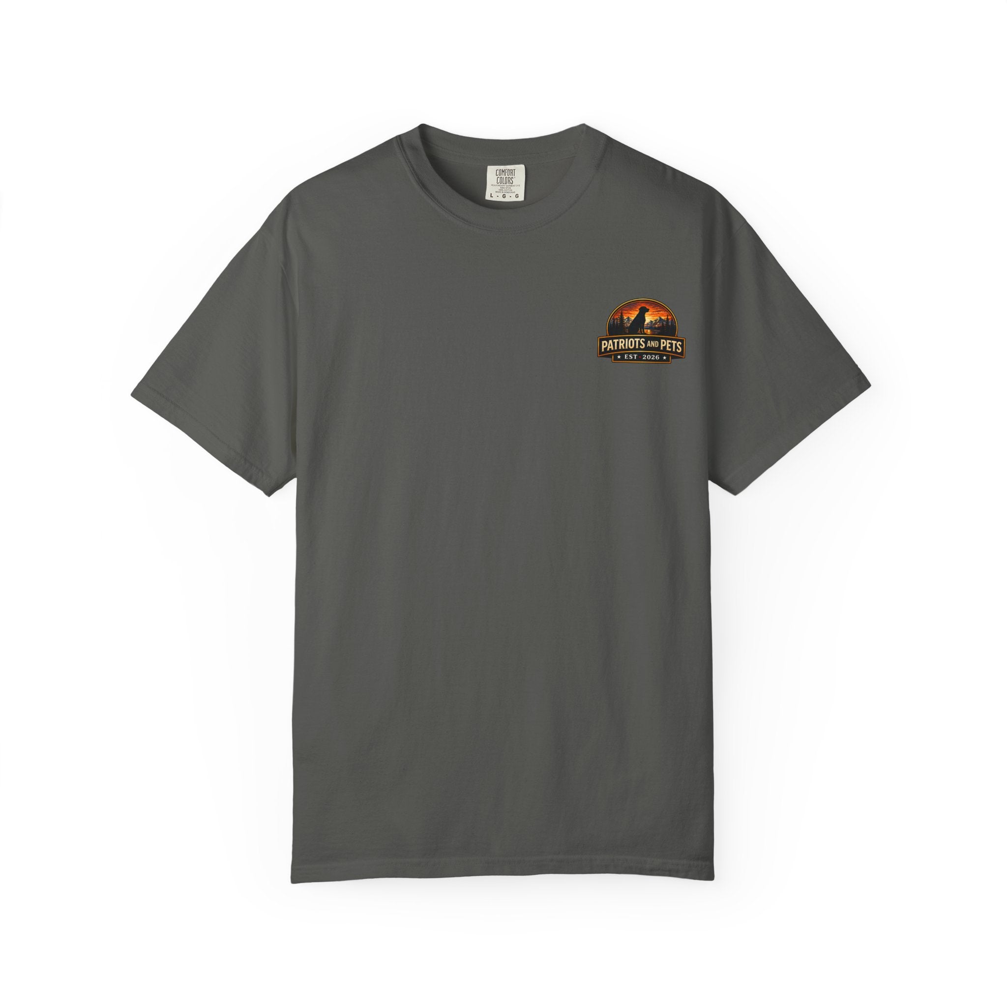 Patriots and Pets T-Shirt – 1776–2026 American Flag & Dog Tribute Tee