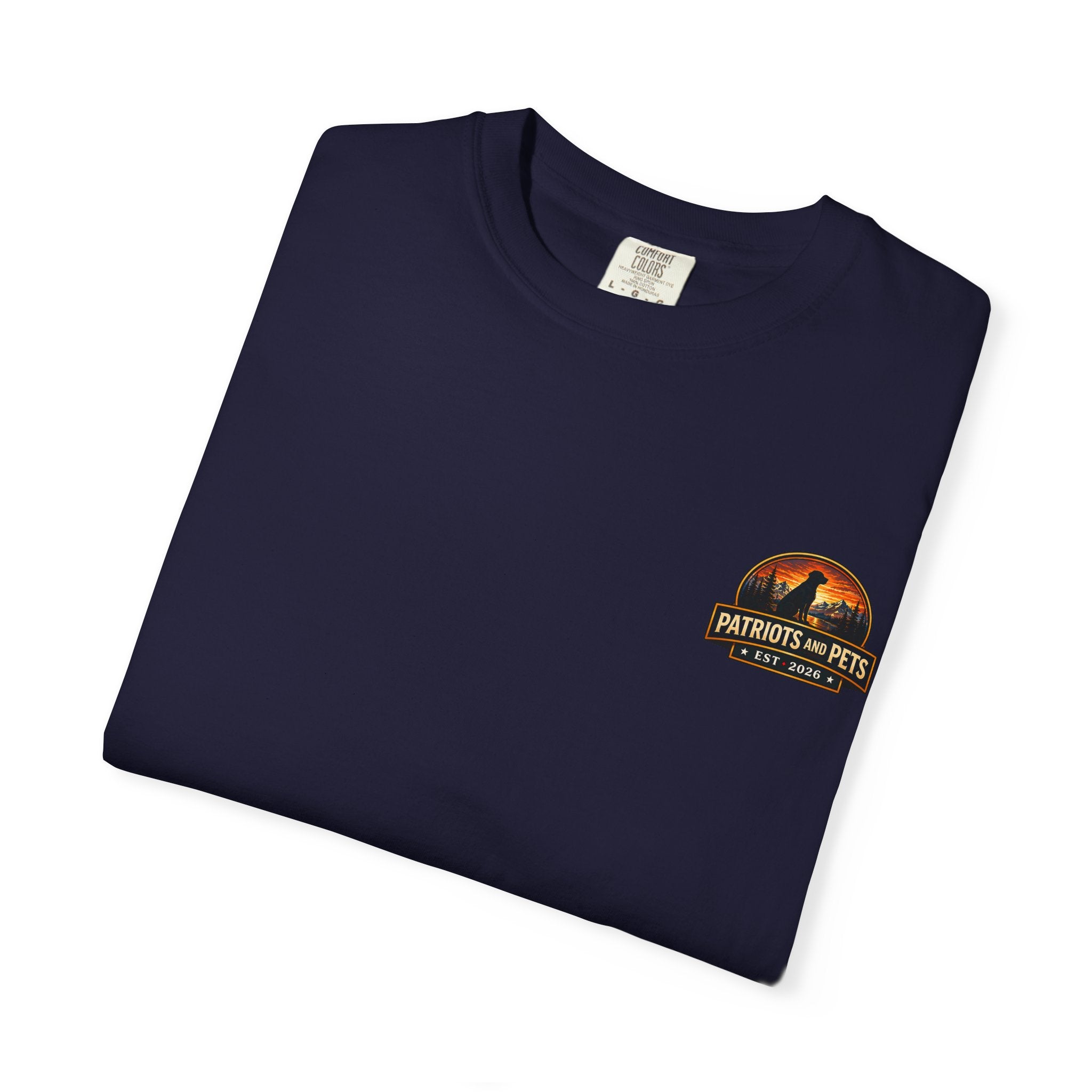 Patriots and Pets T-Shirt – 1776–2026 American Flag & Dog Tribute Tee