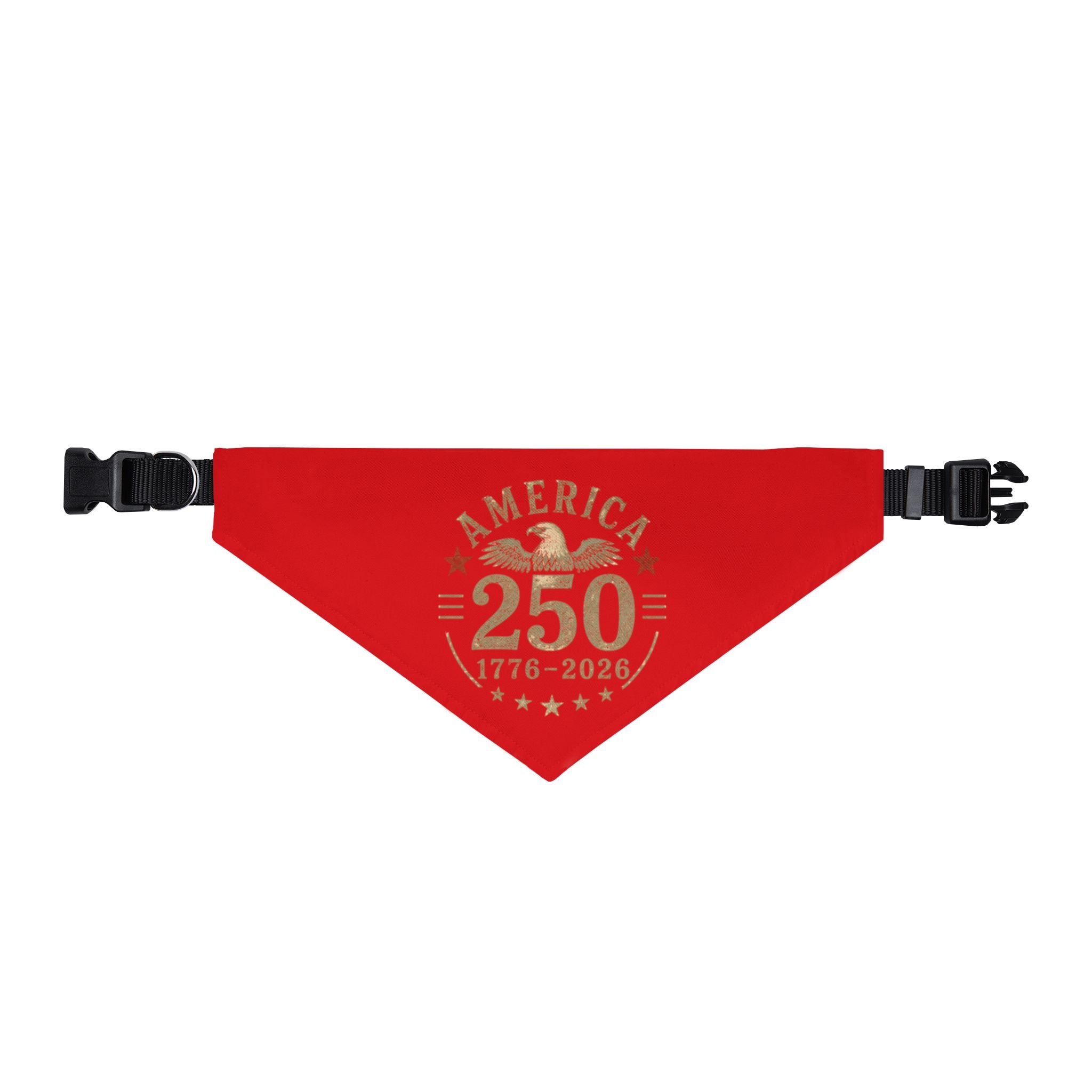 Patriotic Clip-On Pet Bandana – "America 250" Red Collar Accessory