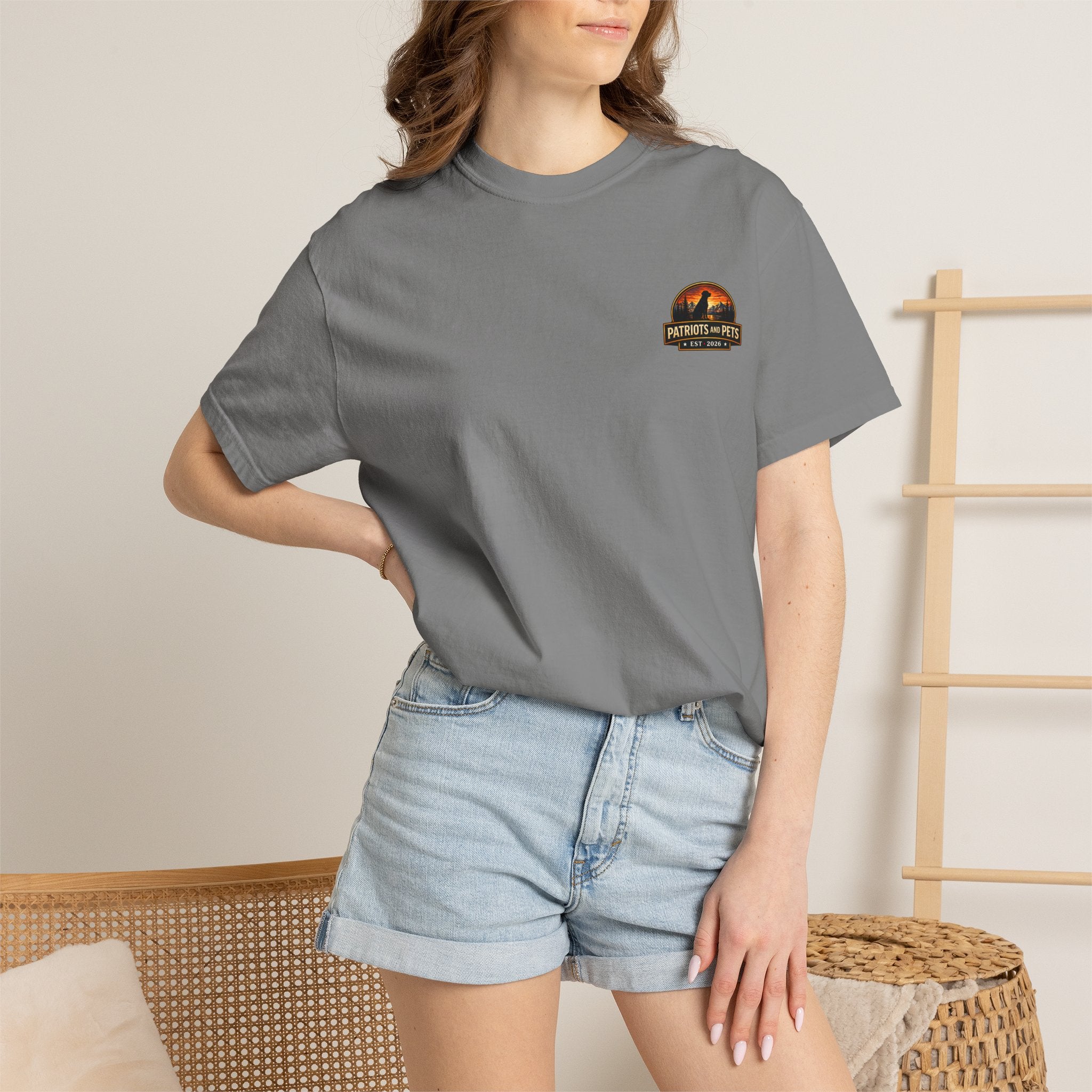 Patriots and Pets T-Shirt – 1776–2026 American Flag & Dog Tribute Tee