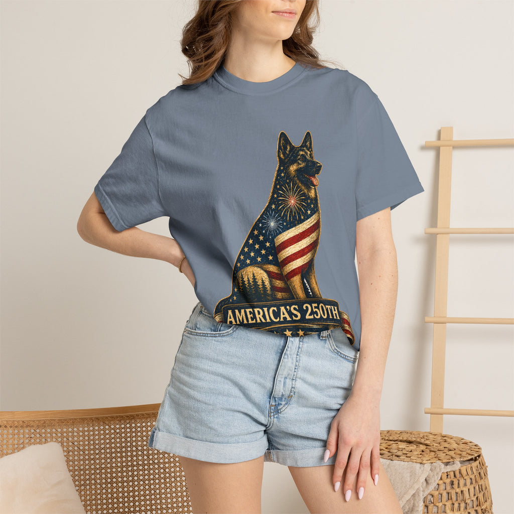 America's 250th German Shepherd T‑Shirt — 1776–2026 Patriotic Dog Tee