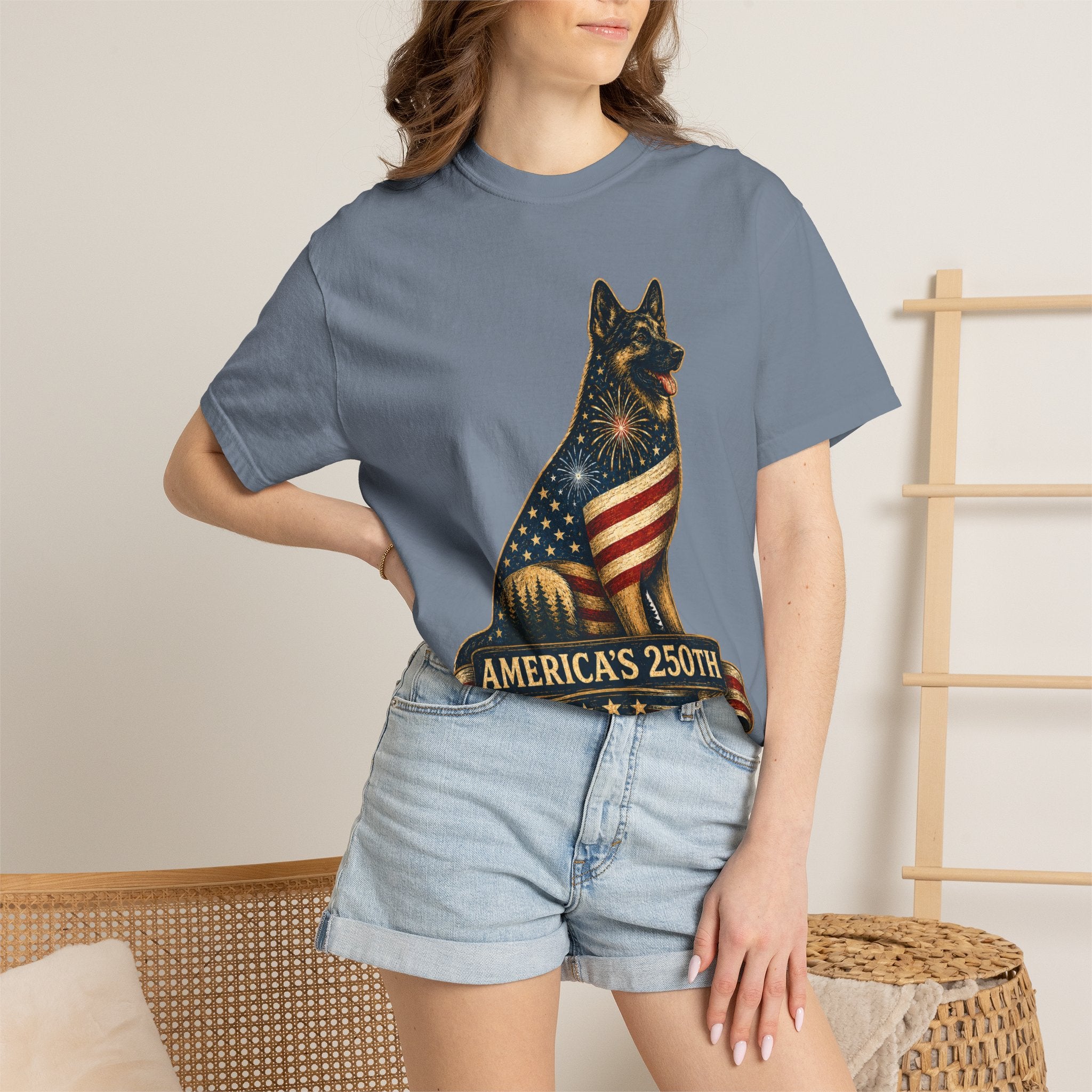 America's 250th German Shepherd T‑Shirt — 1776–2026 Patriotic Dog Tee