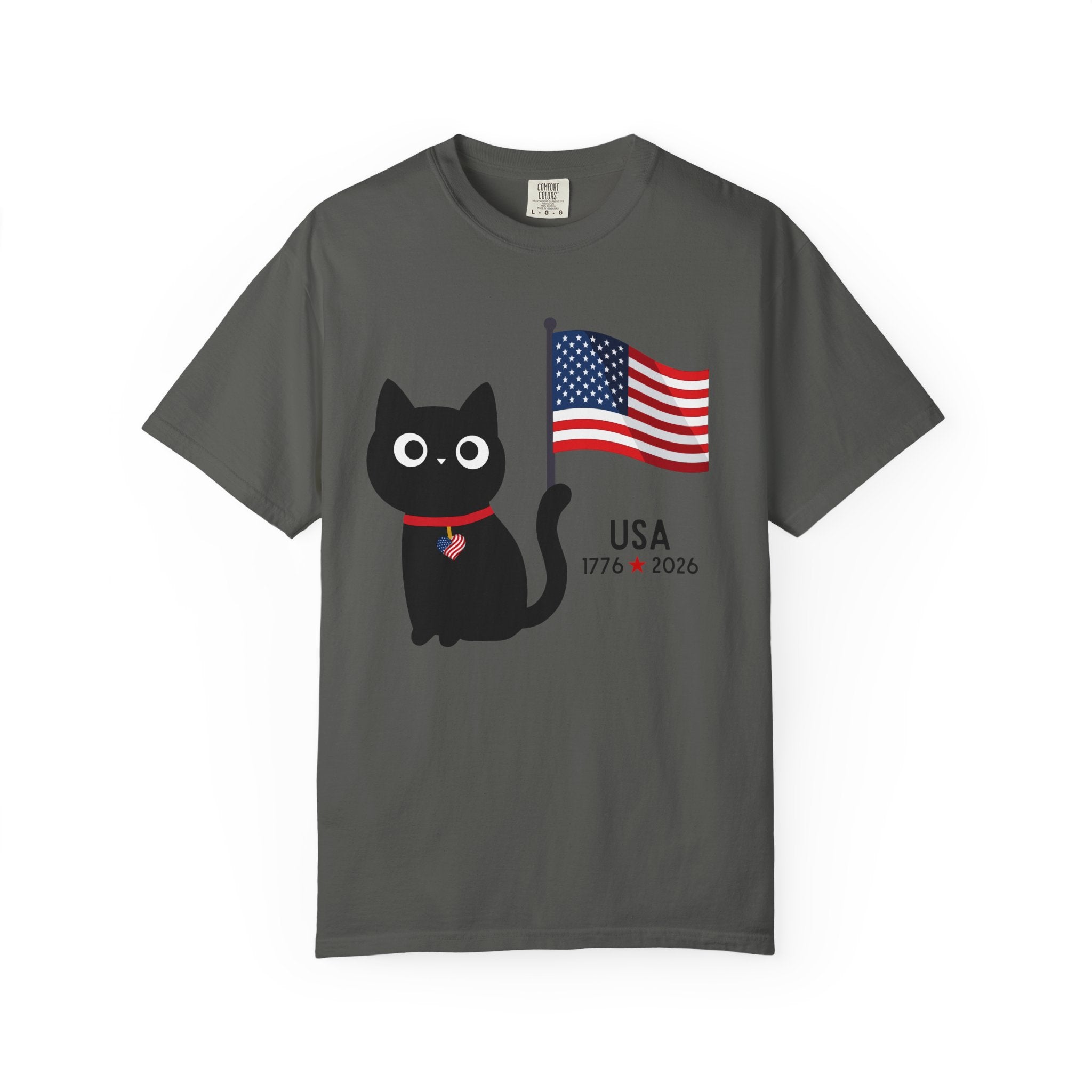 Patriotic Cat USA T-Shirt – 1776 • 2026 Flag Tee