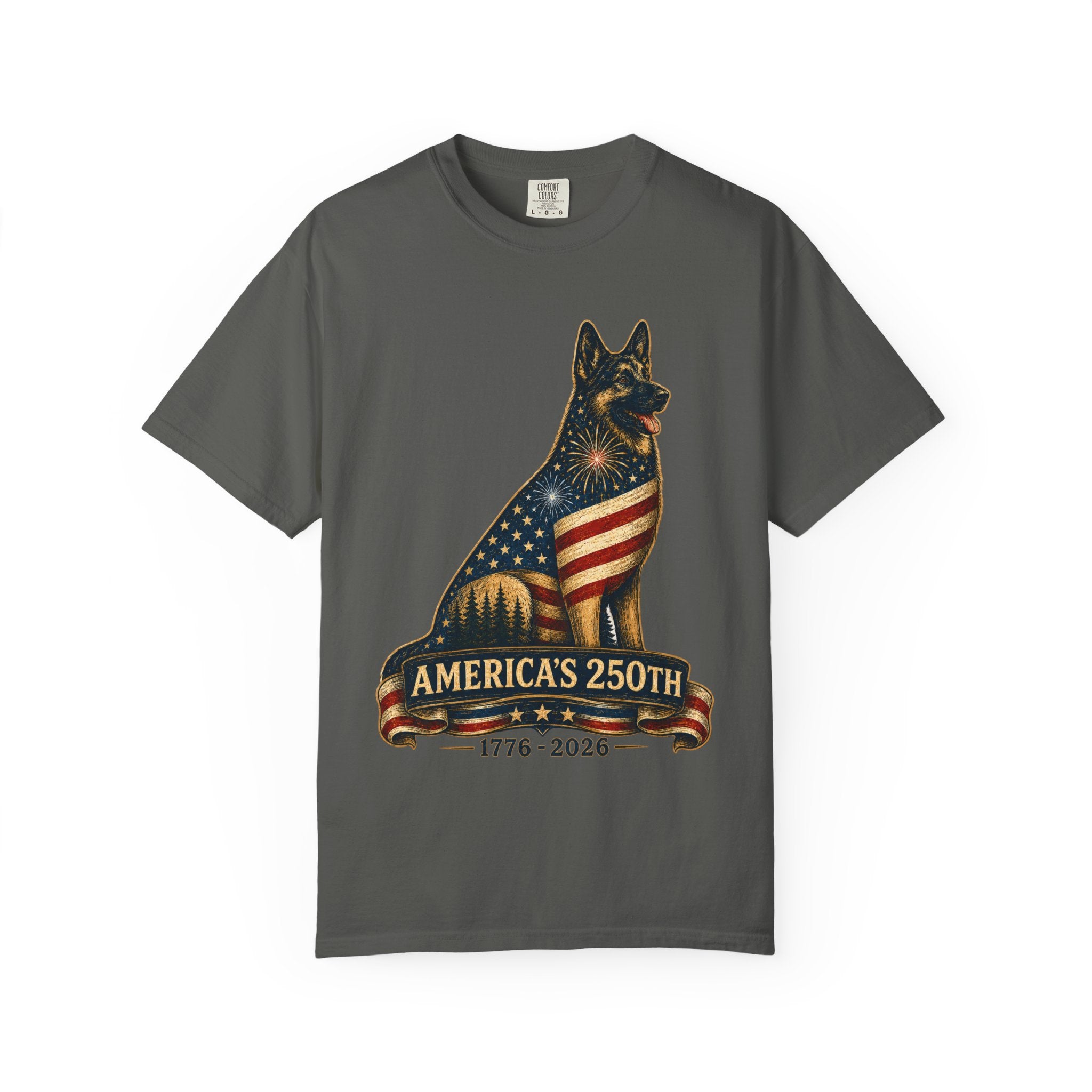 America's 250th German Shepherd T‑Shirt — 1776–2026 Patriotic Dog Tee