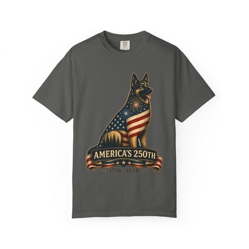 America's 250th German Shepherd T‑Shirt — 1776–2026 Patriotic Dog Tee