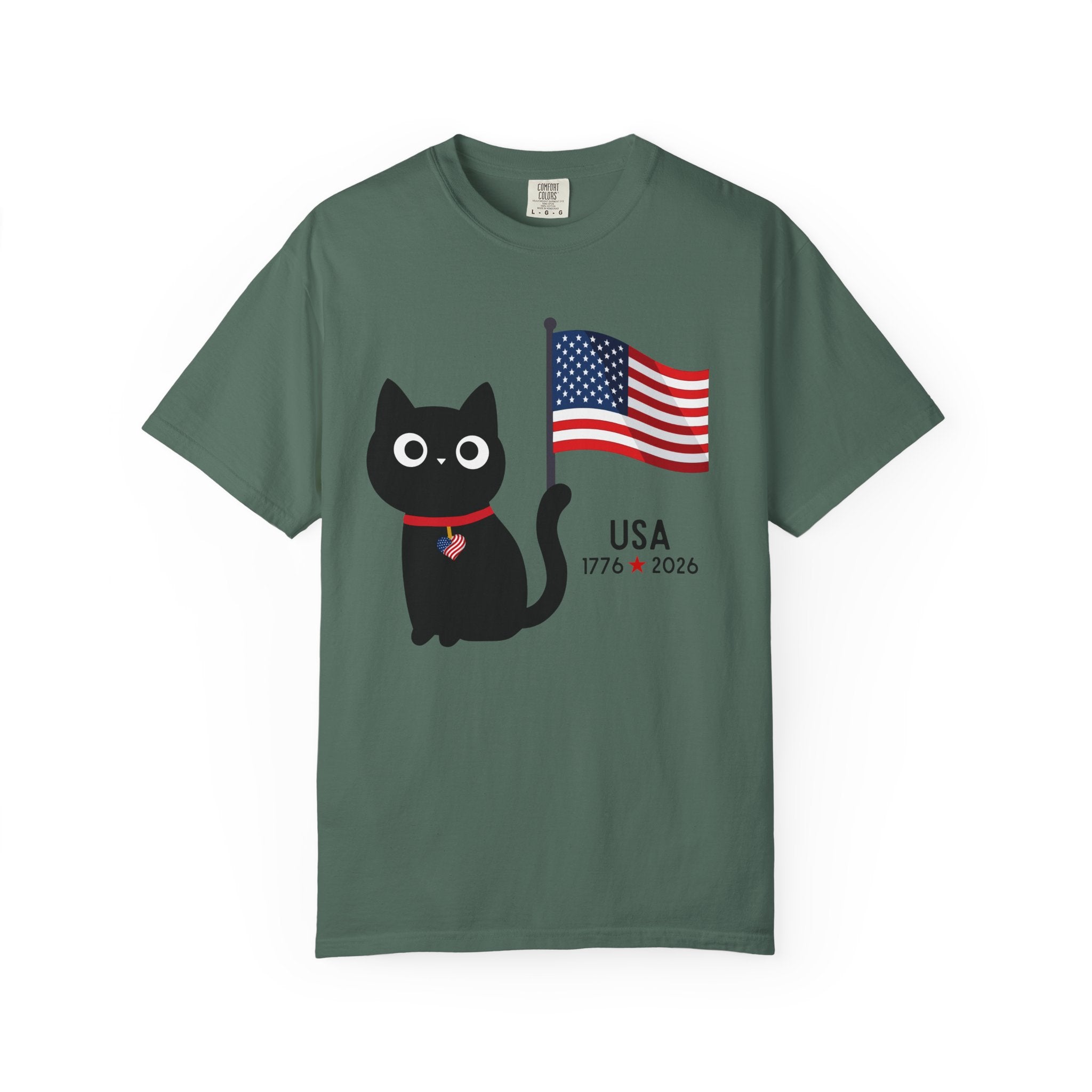 Patriotic Cat USA T-Shirt – 1776 • 2026 Flag Tee