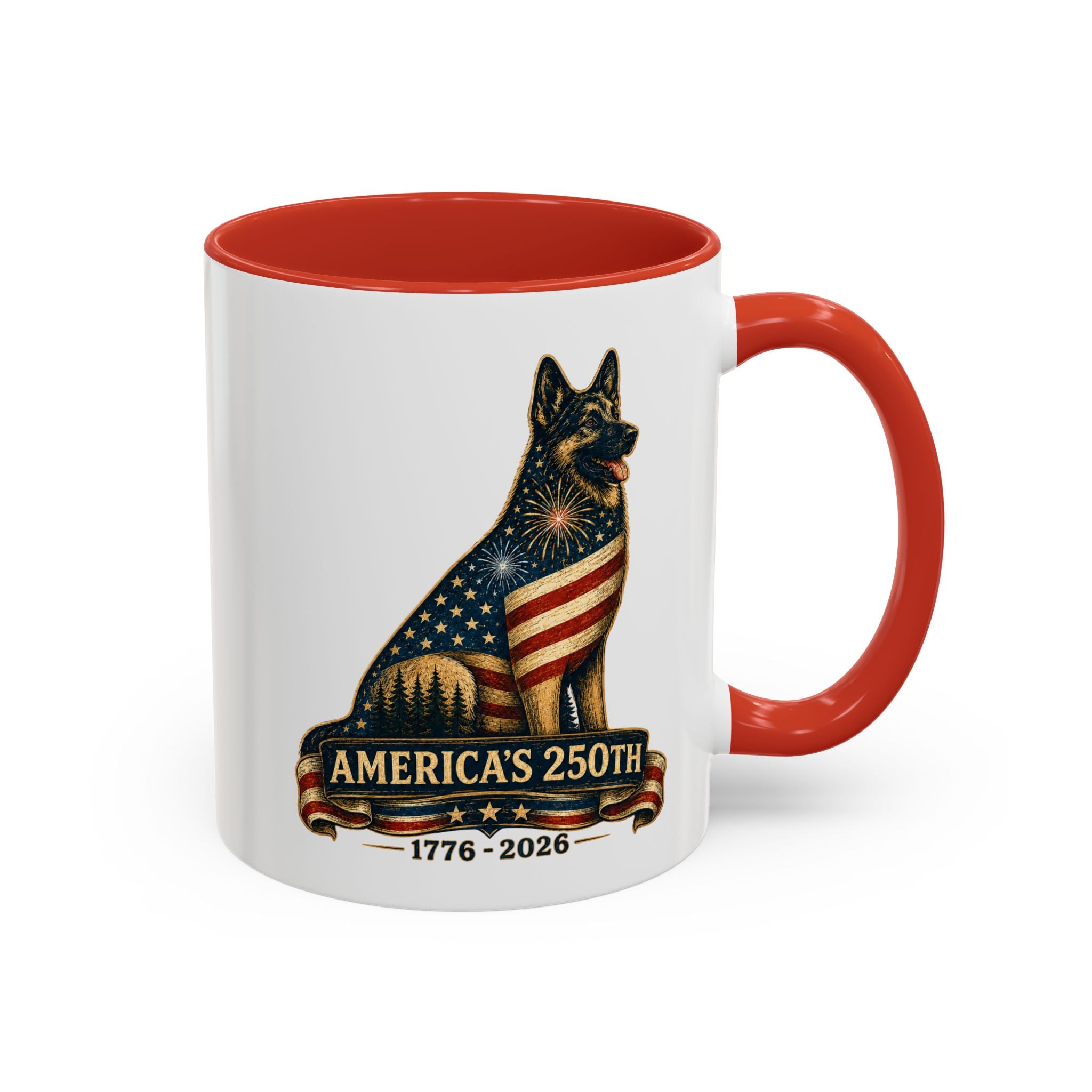 America 250 Patriotic German Shepherd Accent Coffee Mug (11/15oz)