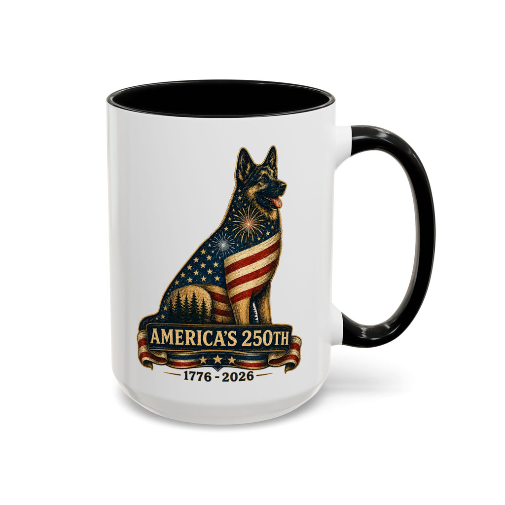 America 250 Patriotic German Shepherd Accent Coffee Mug (11/15oz)