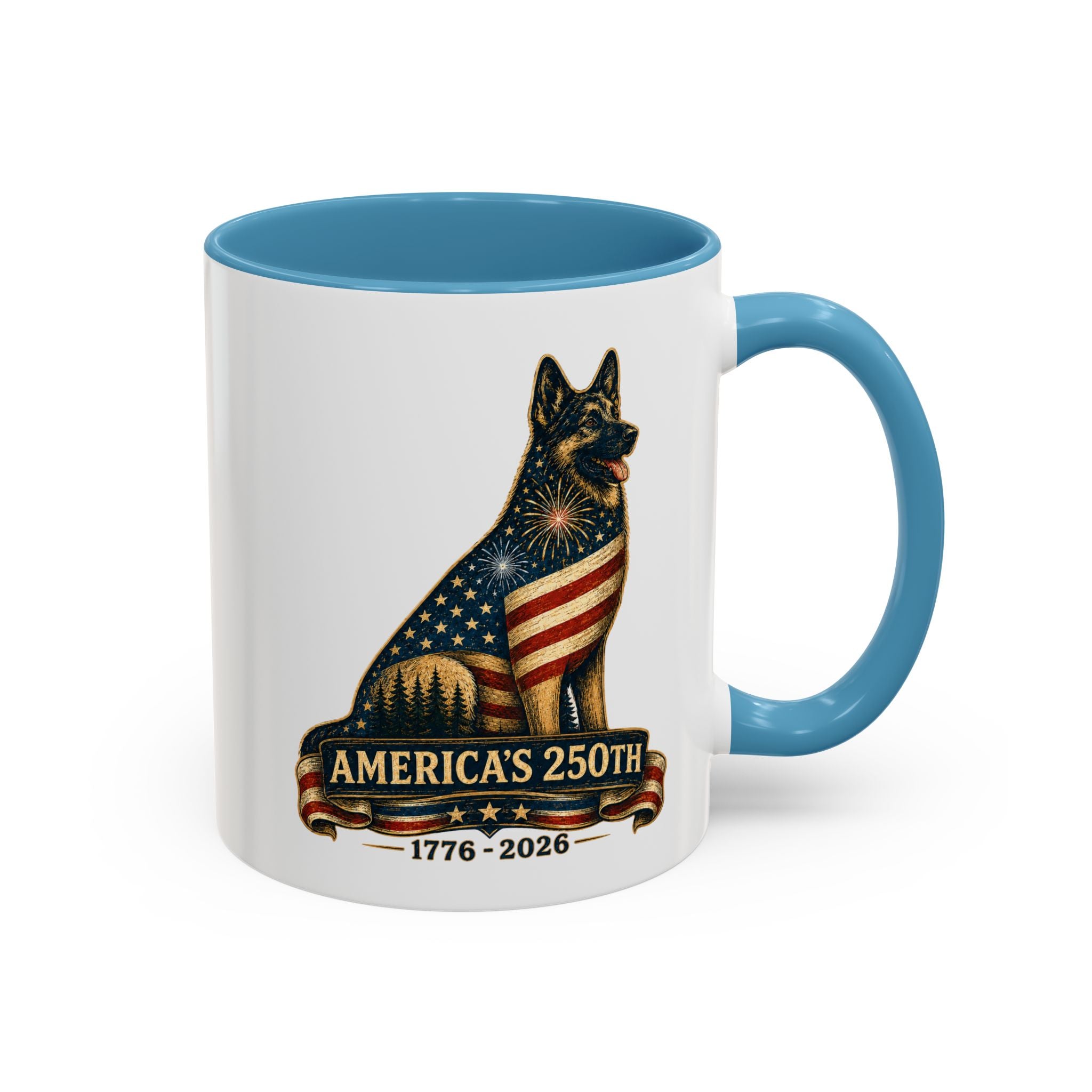 America 250 Patriotic German Shepherd Accent Coffee Mug (11/15oz)