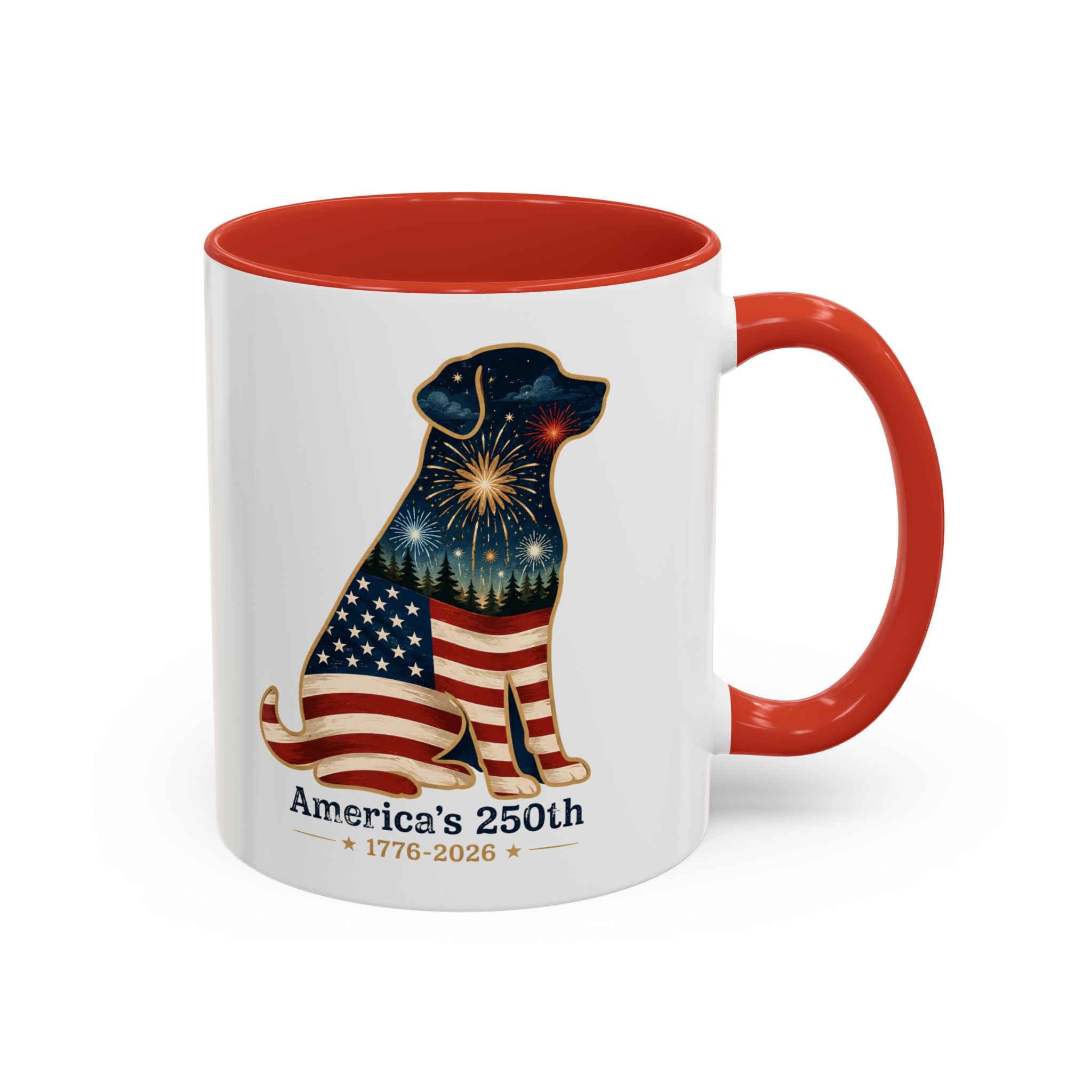America's 250th Celebration Flag Dog Coffee Mug 11 oz