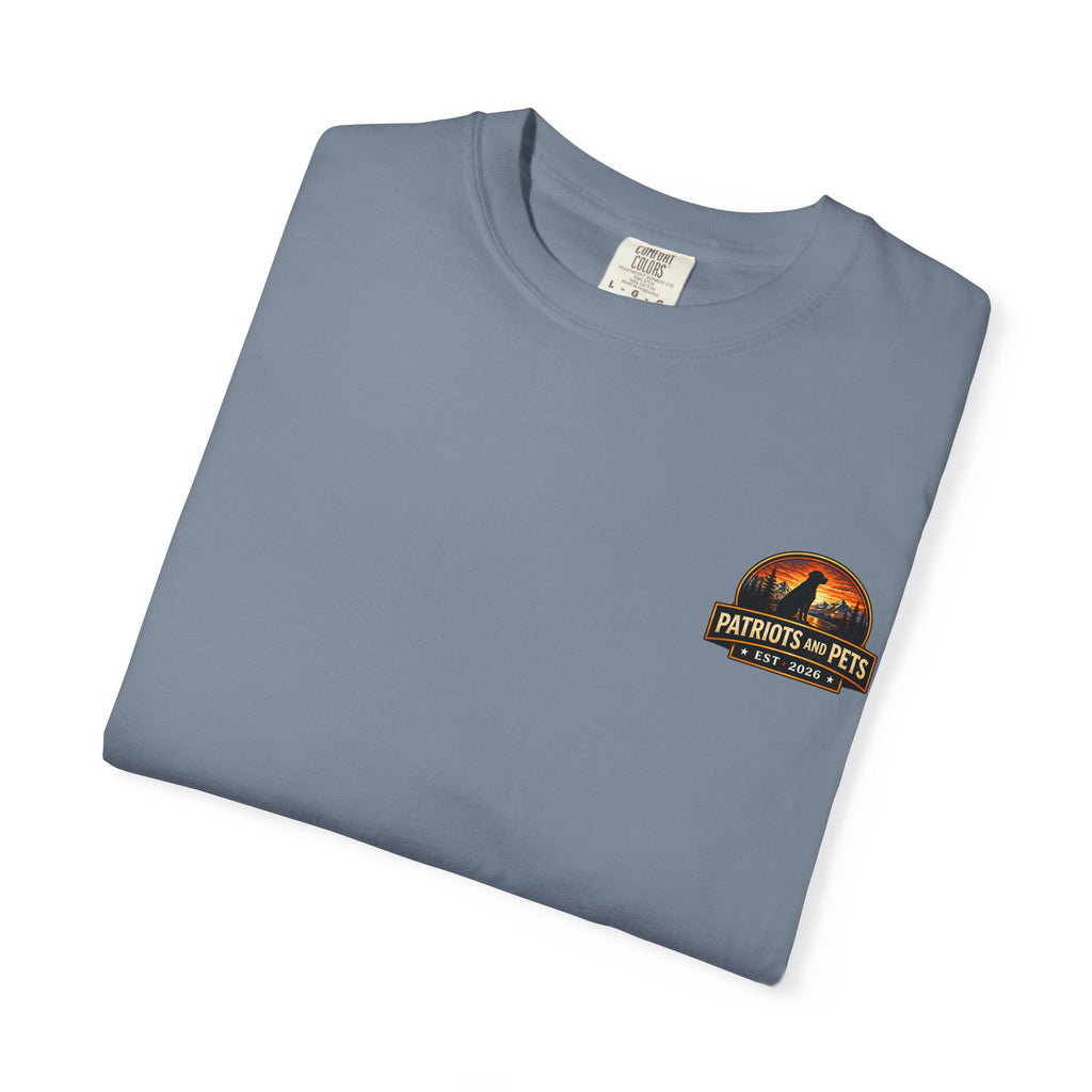Patriots and Pets T-Shirt – 1776–2026 American Flag & Dog Tribute Tee