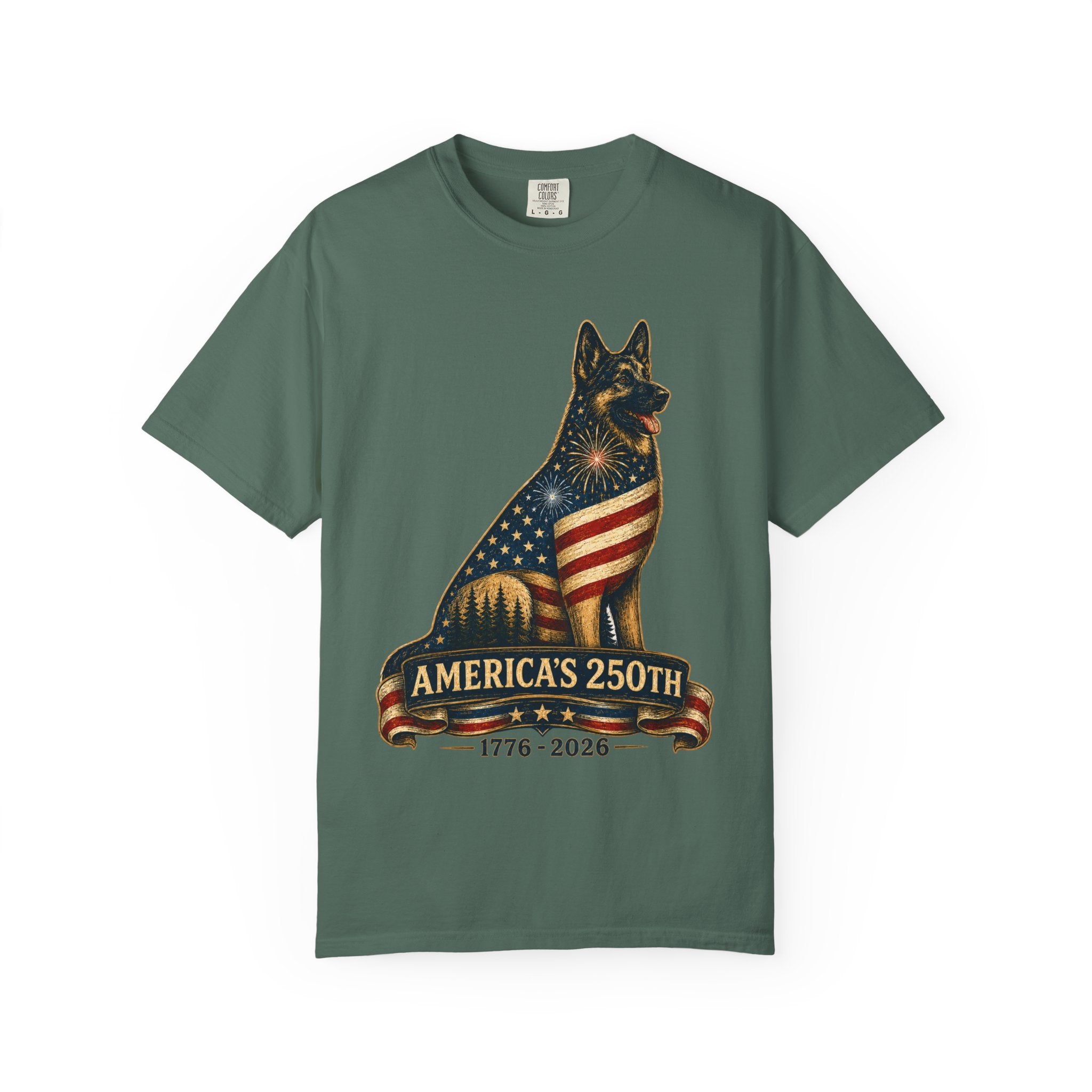 America's 250th German Shepherd T‑Shirt — 1776–2026 Patriotic Dog Tee