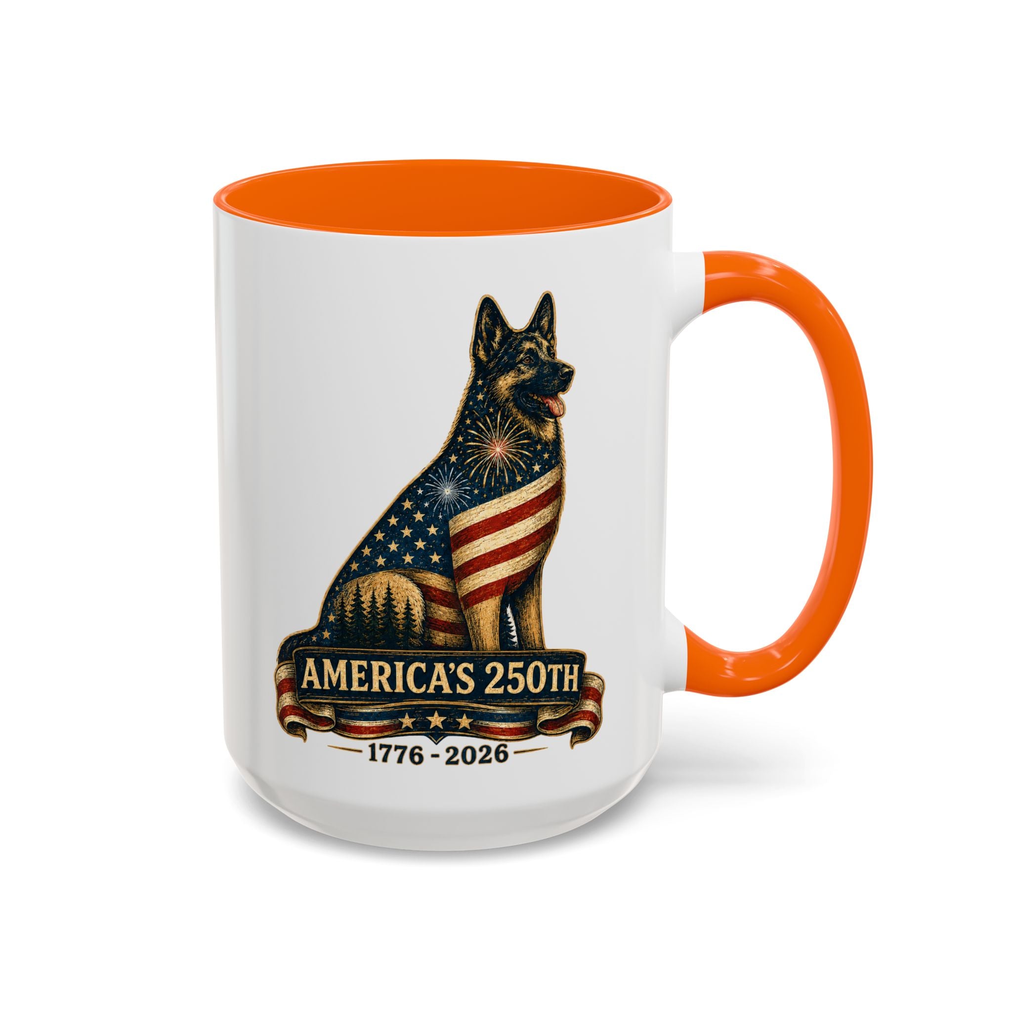 America 250 Patriotic German Shepherd Accent Coffee Mug (11/15oz)