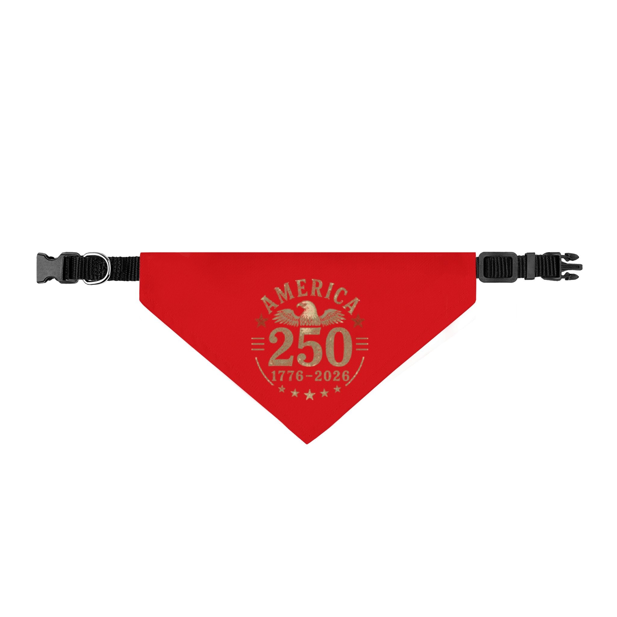Patriotic Clip-On Pet Bandana – "America 250" Red Collar Accessory