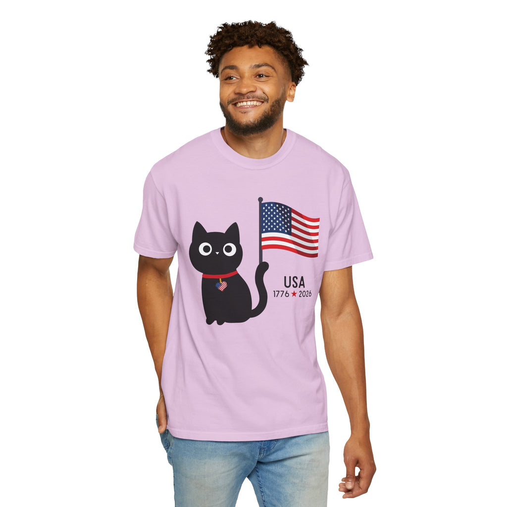 Patriotic Cat USA T-Shirt – 1776 • 2026 Flag Tee