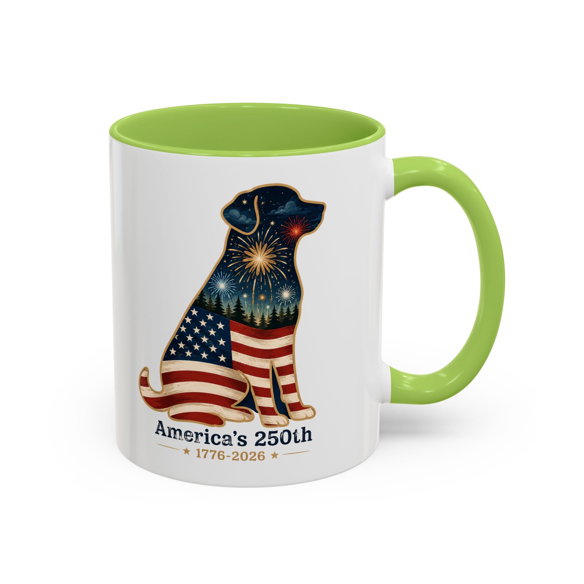 America's 250th Celebration Flag Dog Coffee Mug 11 oz