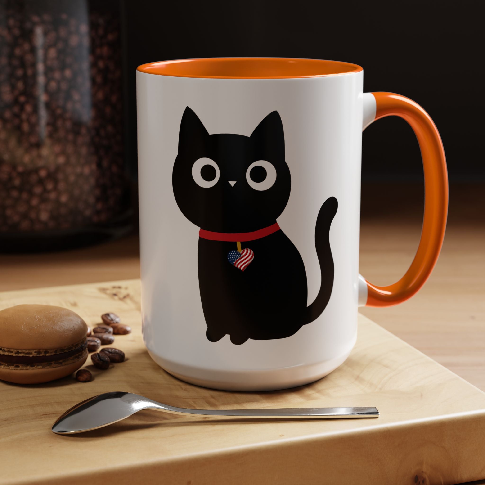 Patriotic Black Cat Accent Coffee Mug (11/15oz)
