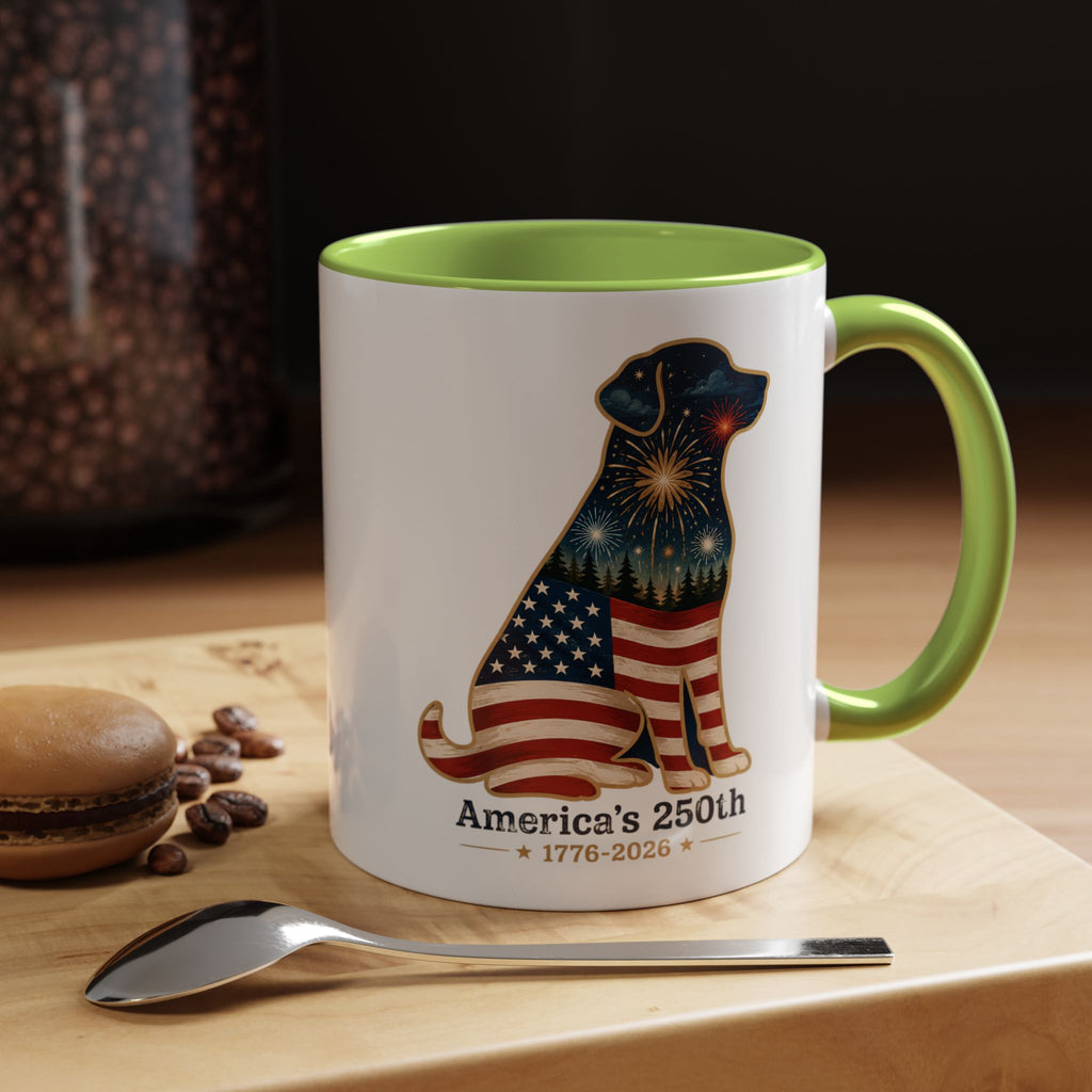 America's 250th Celebration Flag Dog Coffee Mug 11 oz