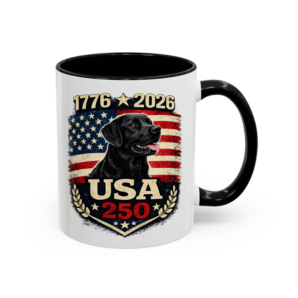 USA 250 Black Lab Coffee Mug — 1776–2026 Patriotic 11/15oz Accent Mug