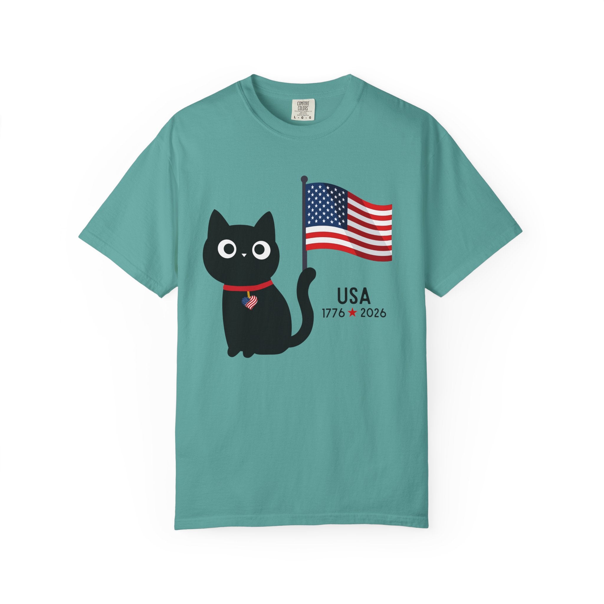 Patriotic Cat USA T-Shirt – 1776 • 2026 Flag Tee