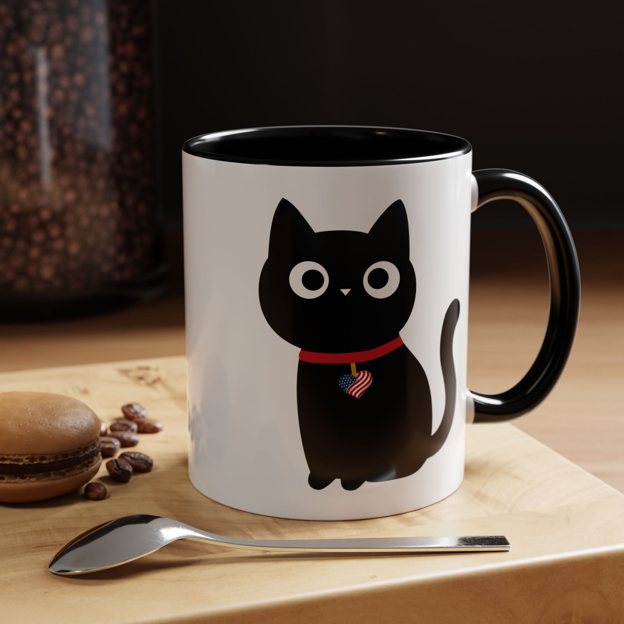 Patriotic Black Cat Accent Coffee Mug (11/15oz)
