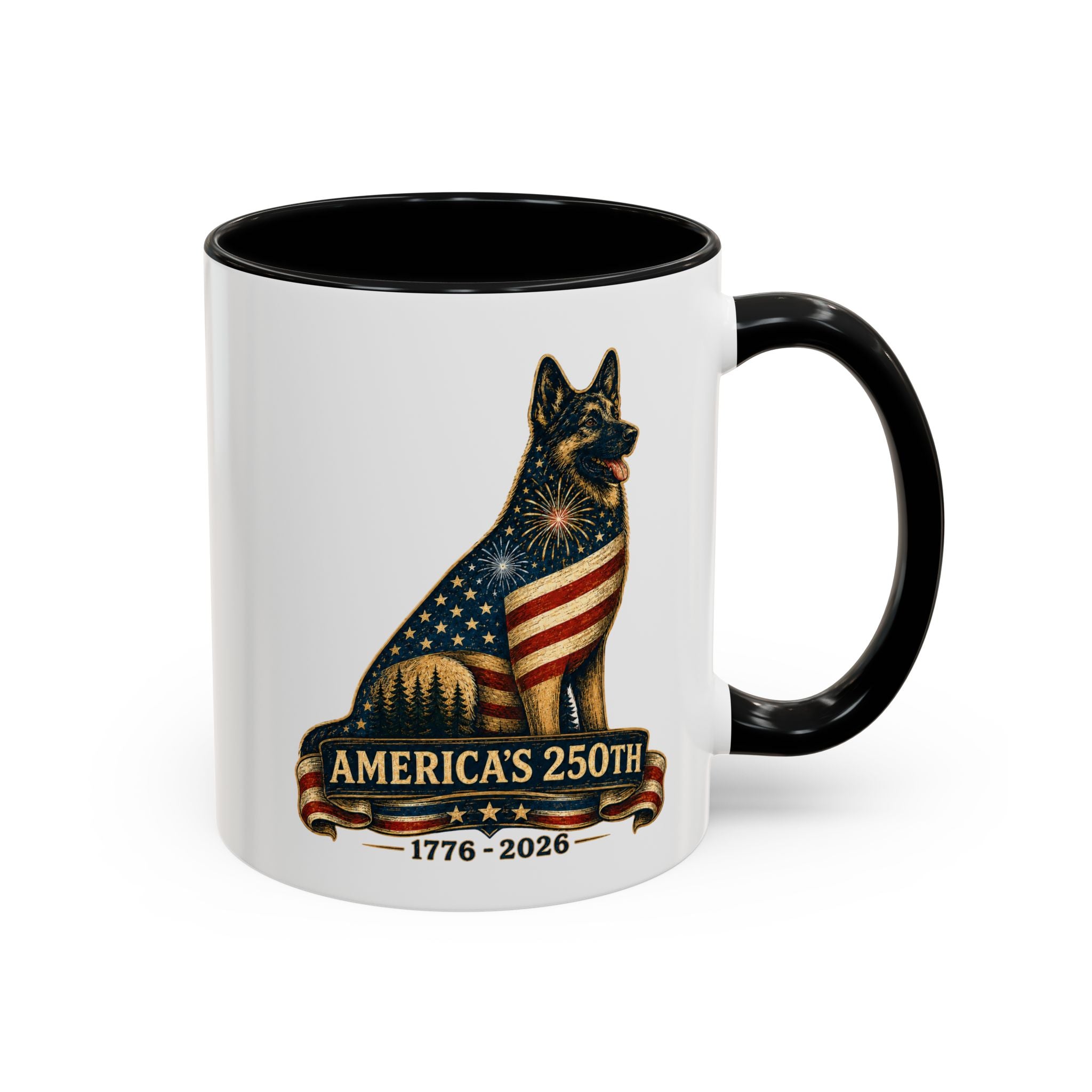 America 250 Patriotic German Shepherd Accent Coffee Mug (11/15oz)