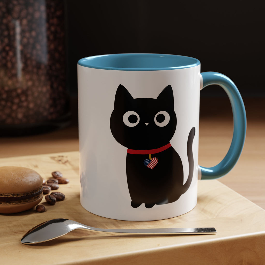 Patriotic Black Cat Accent Coffee Mug (11/15oz)