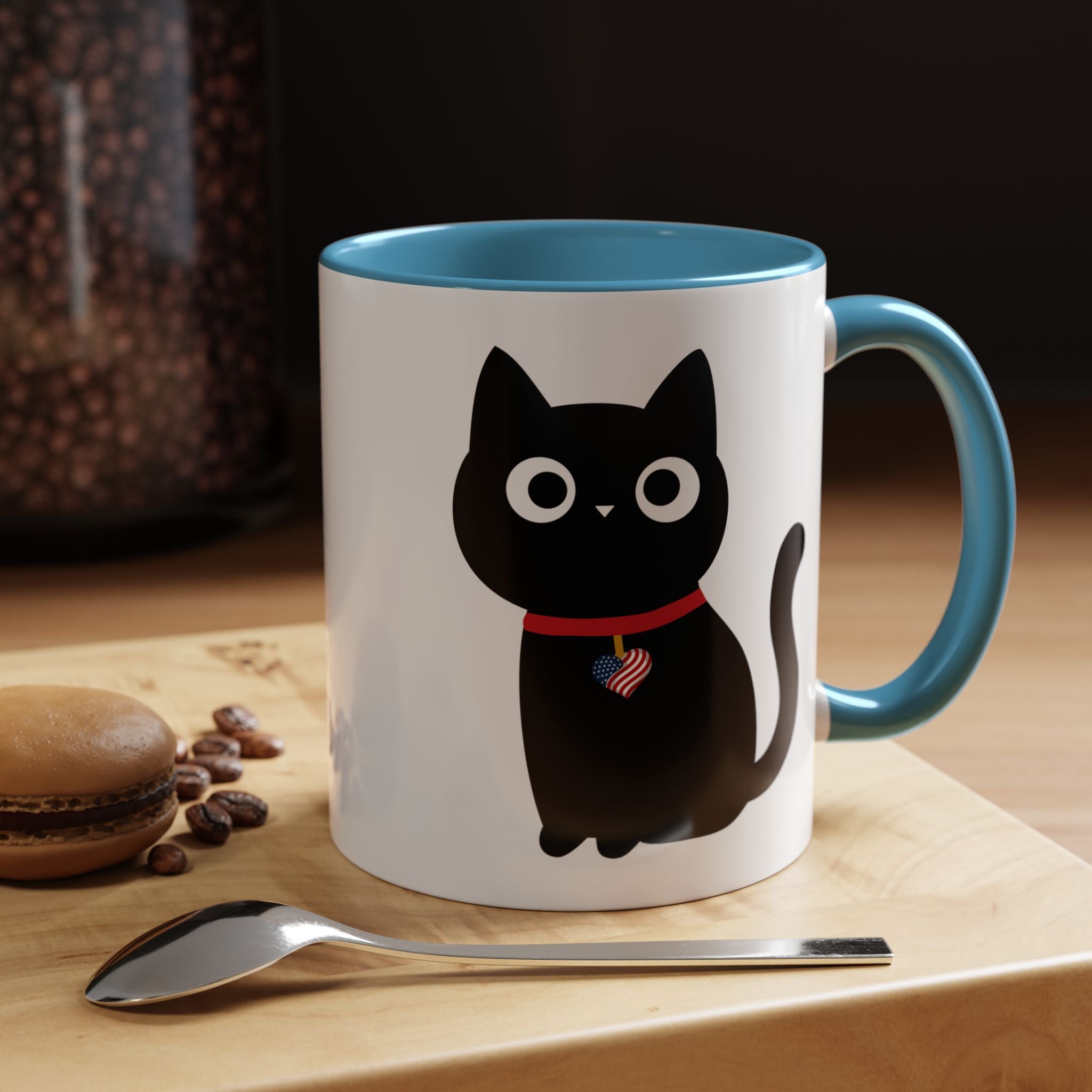 Patriotic Black Cat Accent Coffee Mug (11/15oz)