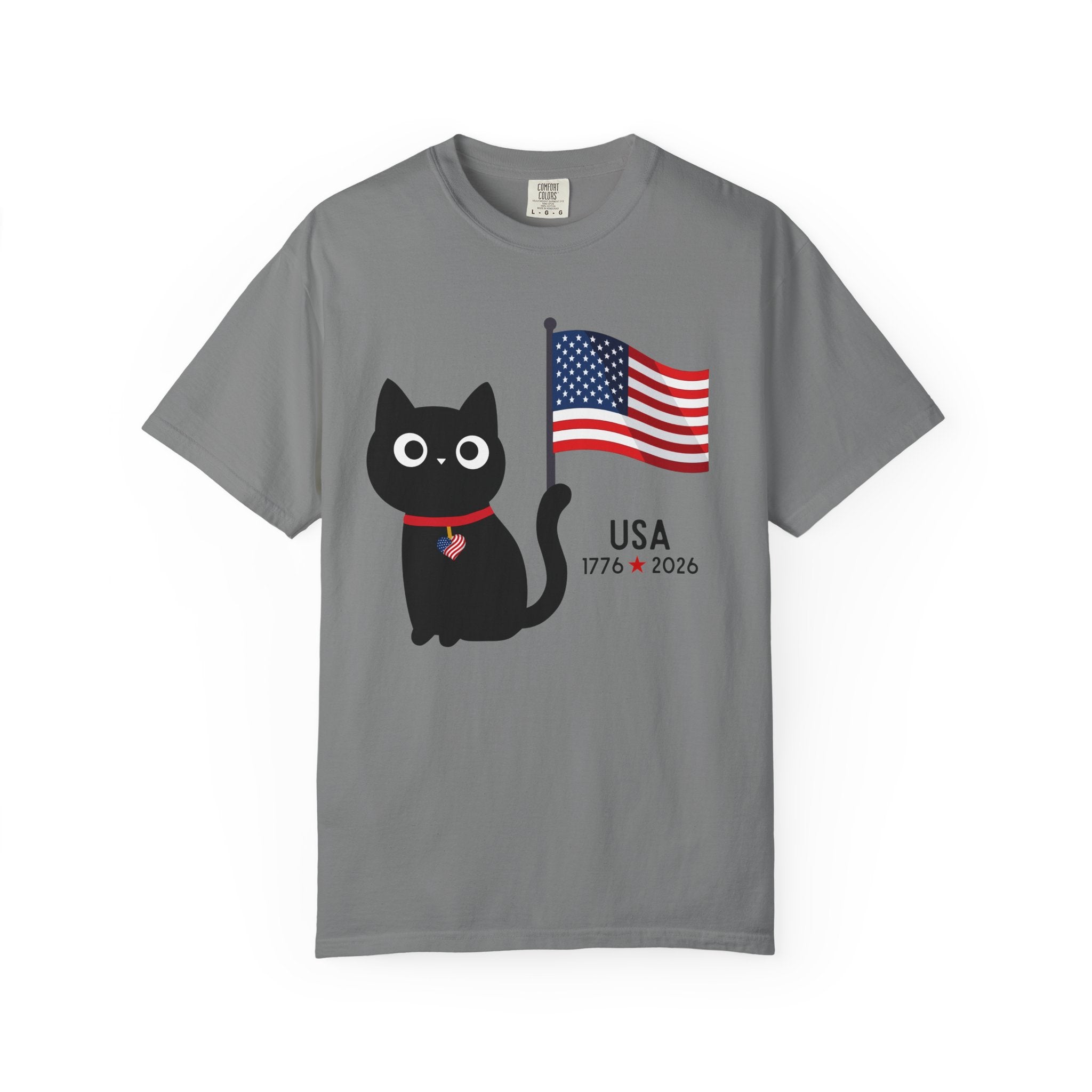 Patriotic Cat USA T-Shirt – 1776 • 2026 Flag Tee