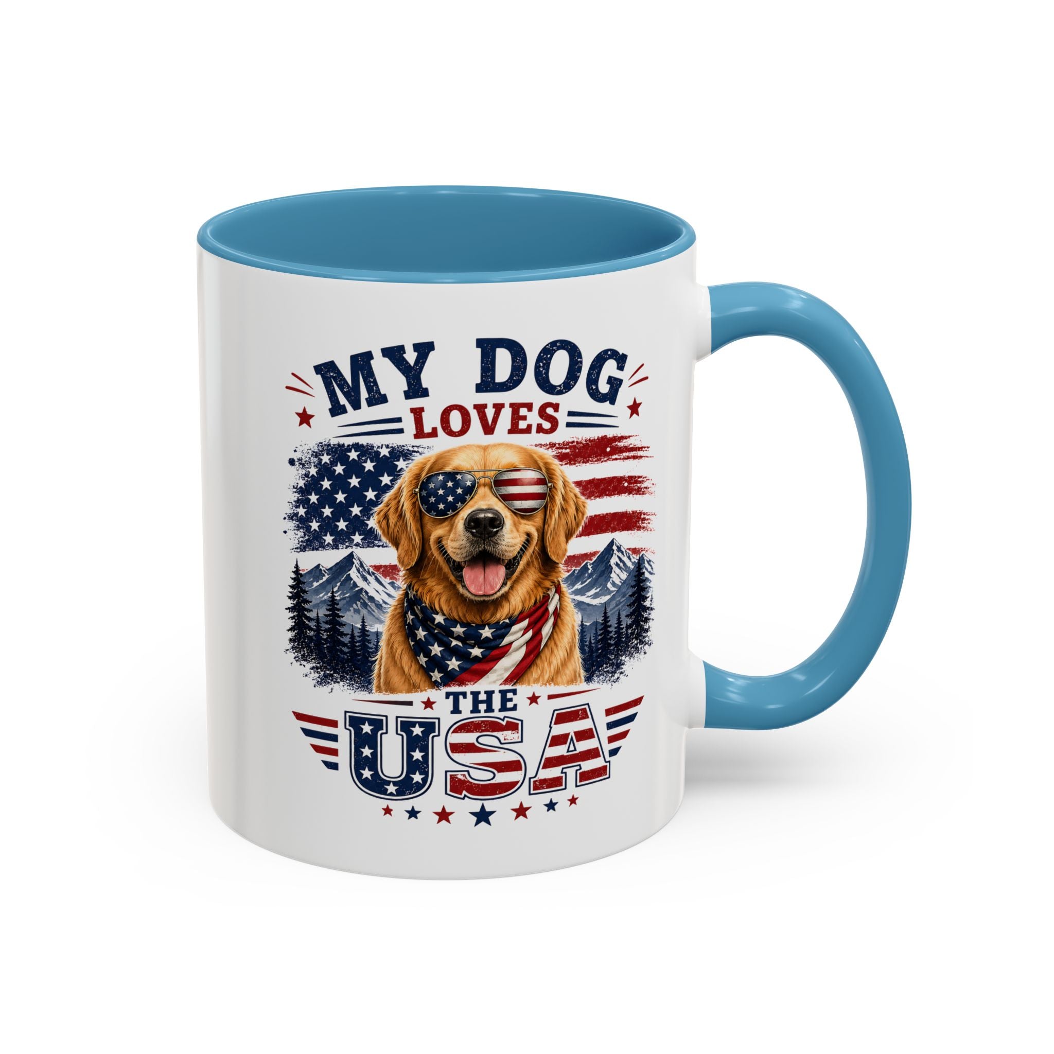 My Dog Loves the USA Accent Coffee Mug — Patriotic Dog Lover Gift