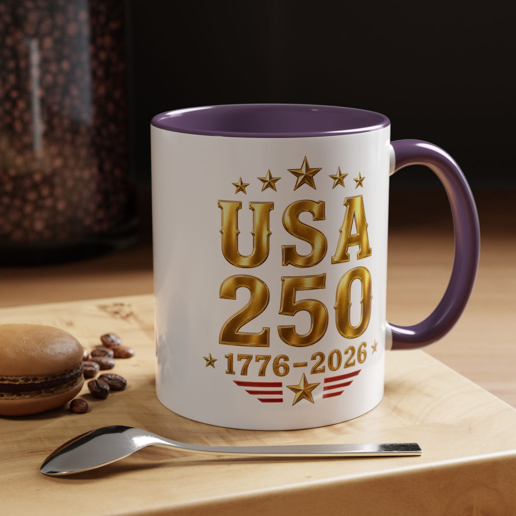 USA 250th Anniversary Coffee Mug – 1776–2026 Patriotic Accent Mug