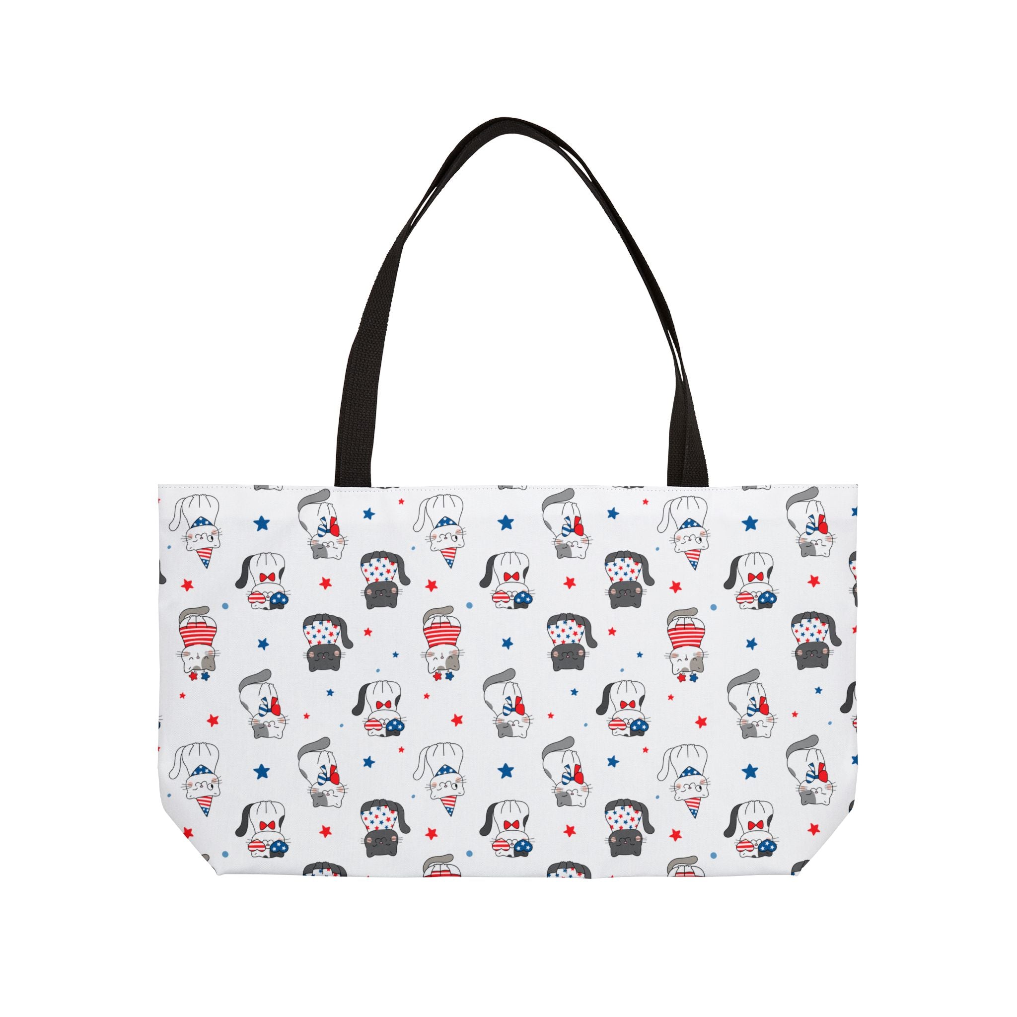 Patriots and Pets Weekender Tote — 4th of July Cat Print Beach Bag