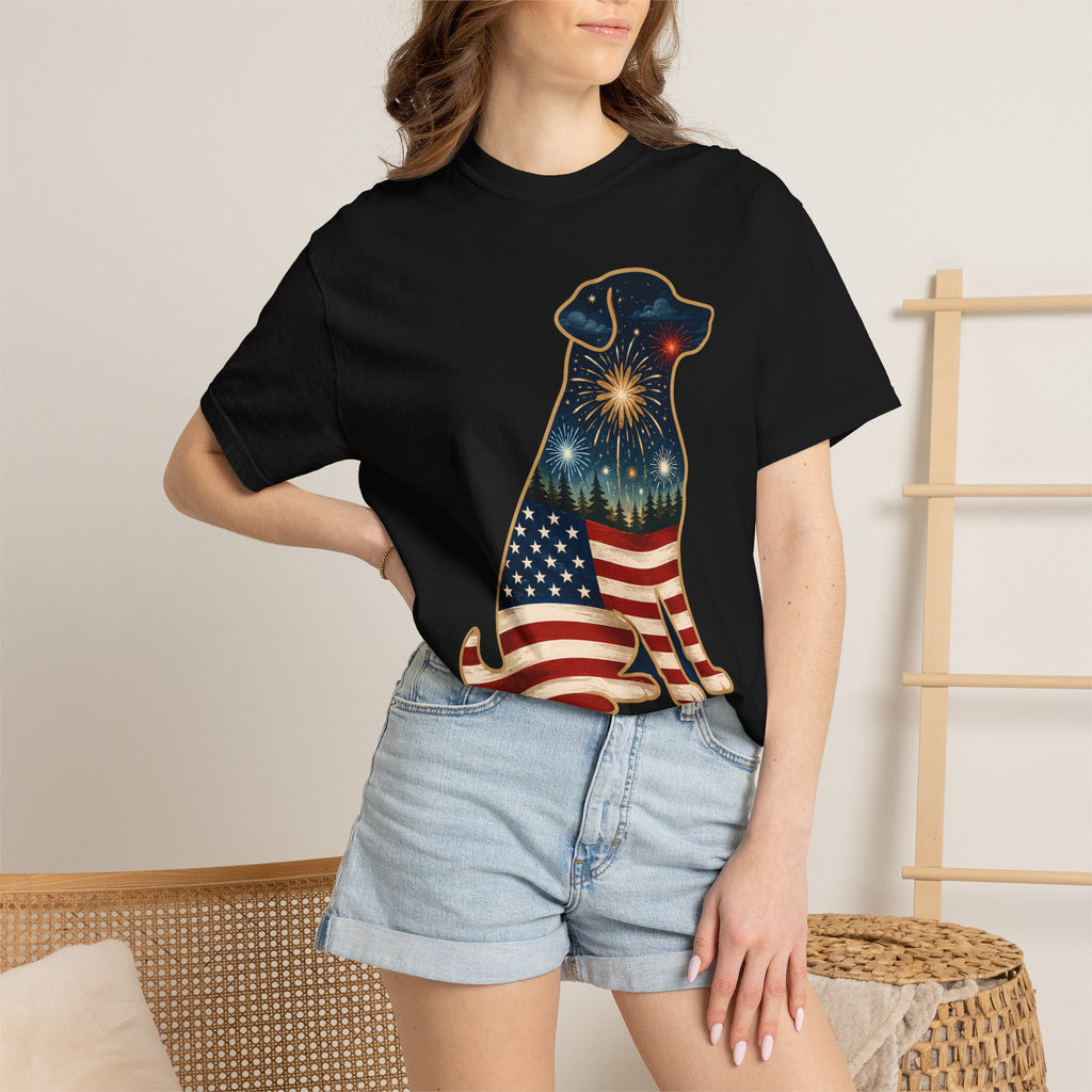 Patriotic Labrador T-Shirt — "America's 250th 1776–2026" Dog Flag Tee
