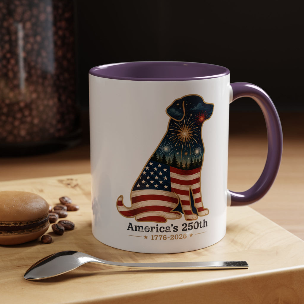 America's 250th Celebration Flag Dog Coffee Mug 11 oz
