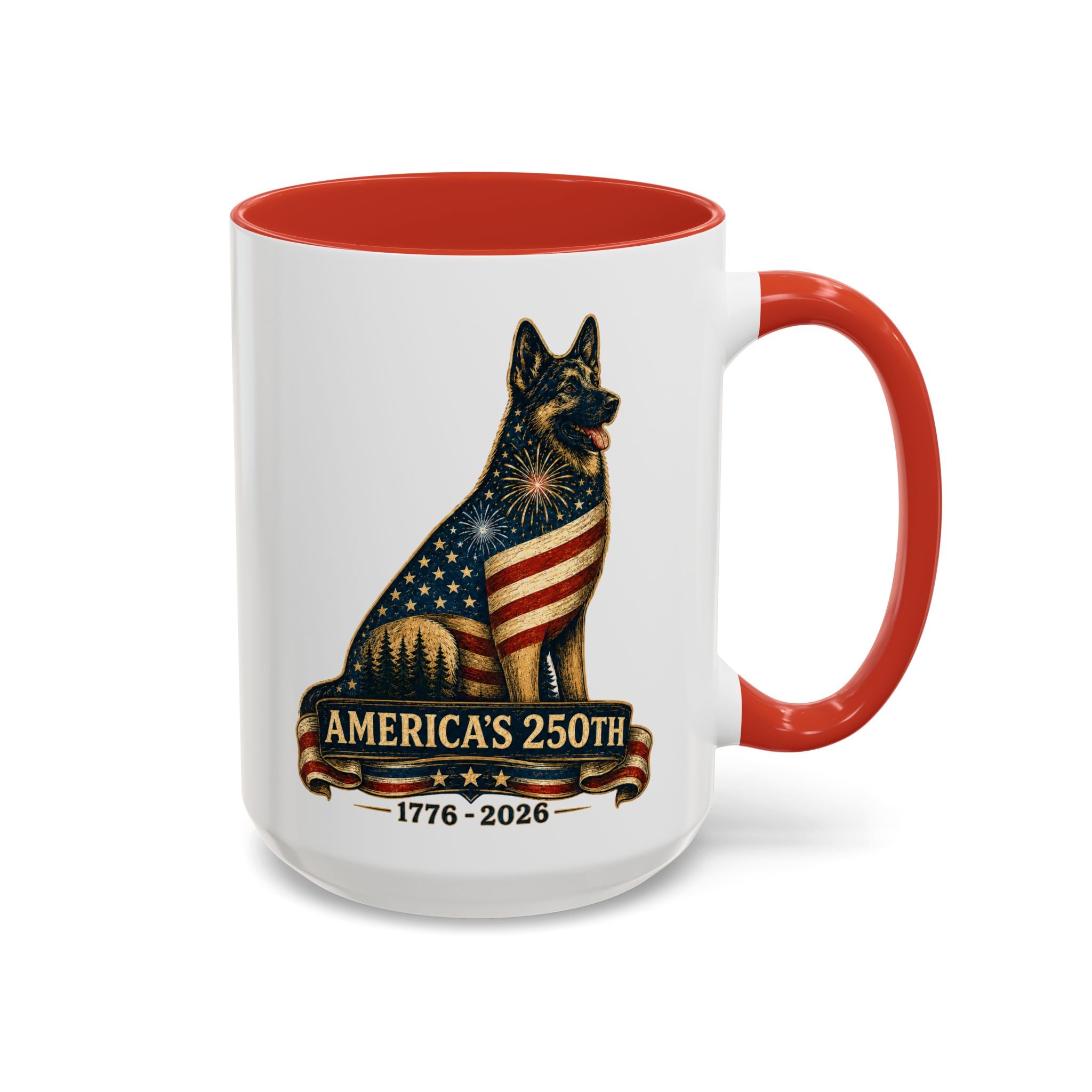 America 250 Patriotic German Shepherd Accent Coffee Mug (11/15oz)