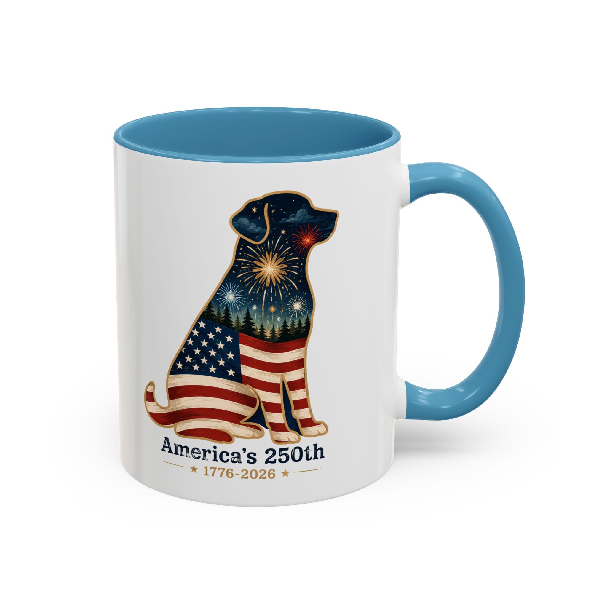 America's 250th Celebration Flag Dog Coffee Mug 11 oz