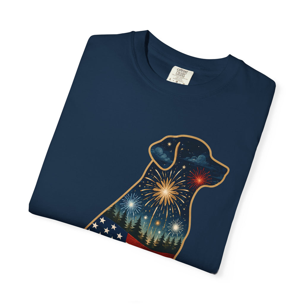 Patriotic Labrador T-Shirt — "America's 250th 1776–2026" Dog Flag Tee
