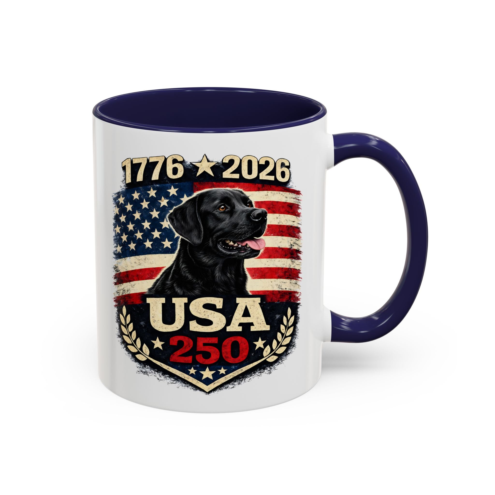 USA 250 Black Lab Coffee Mug — 1776–2026 Patriotic 11/15oz Accent Mug