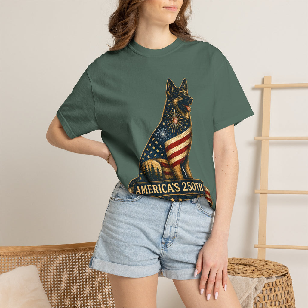 America's 250th German Shepherd T‑Shirt — 1776–2026 Patriotic Dog Tee