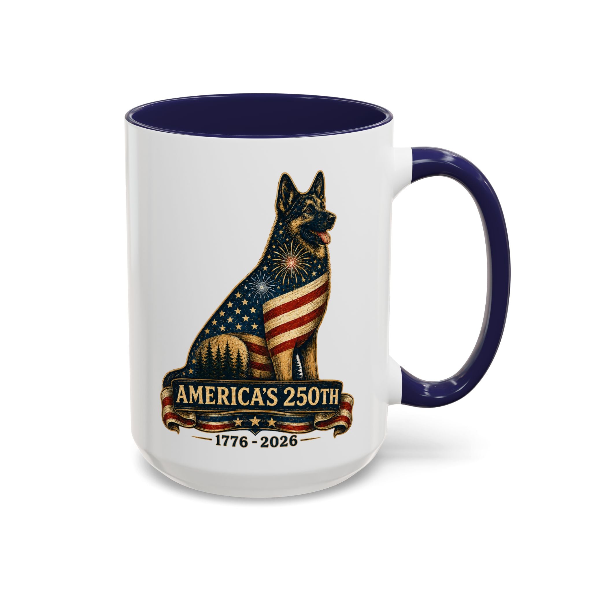 America 250 Patriotic German Shepherd Accent Coffee Mug (11/15oz)