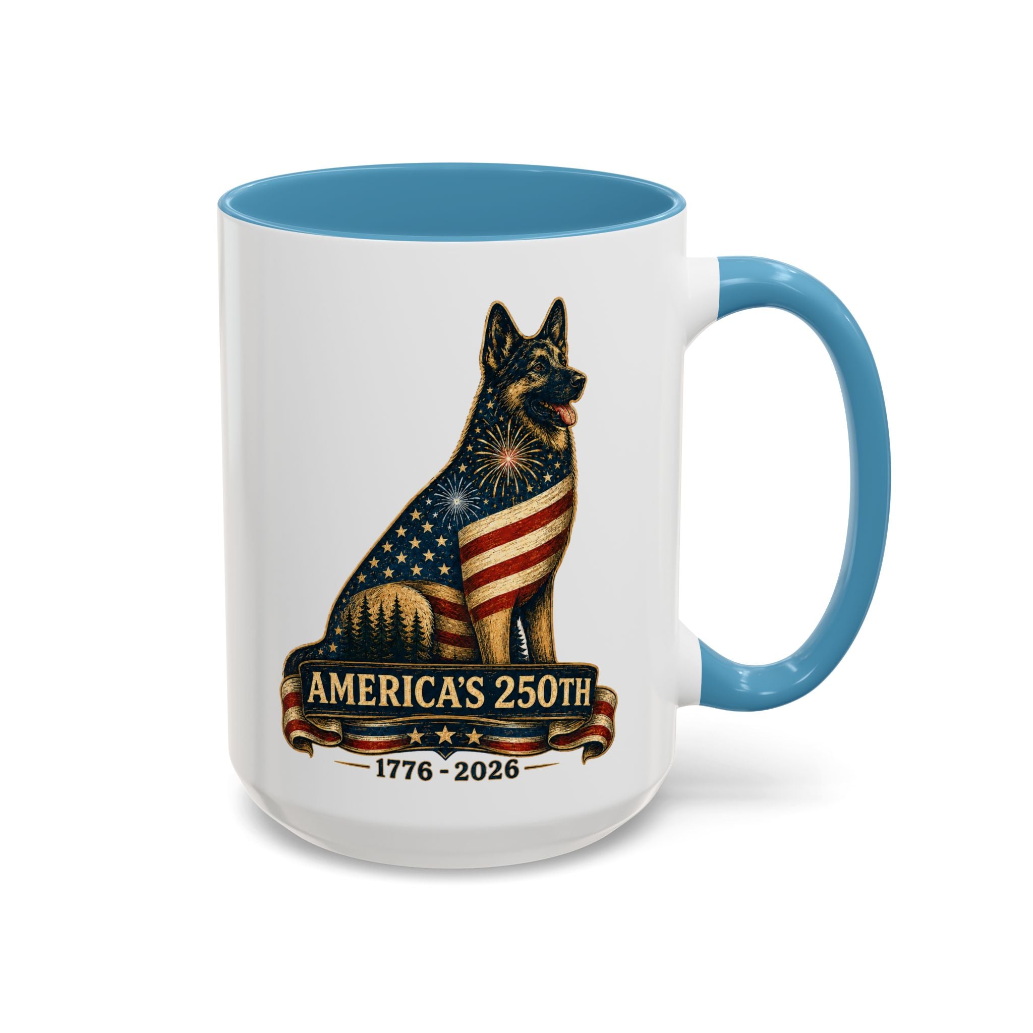 America 250 Patriotic German Shepherd Accent Coffee Mug (11/15oz)