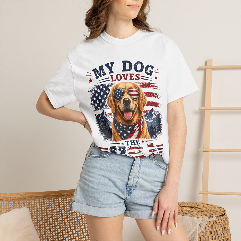 My Dog Loves the USA T-Shirt — Patriotic Golden Retriever Tee