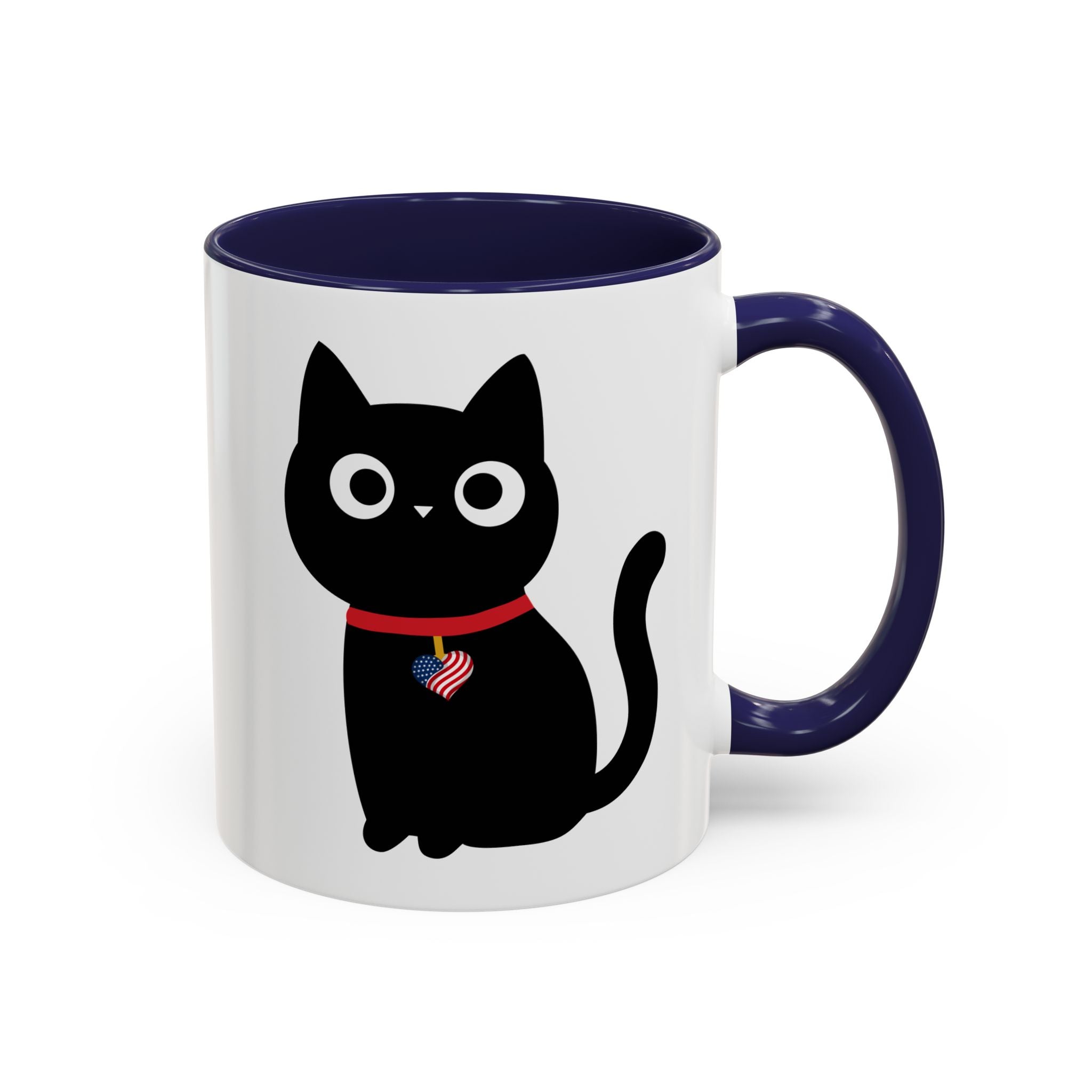 Patriotic Black Cat Accent Coffee Mug (11/15oz)