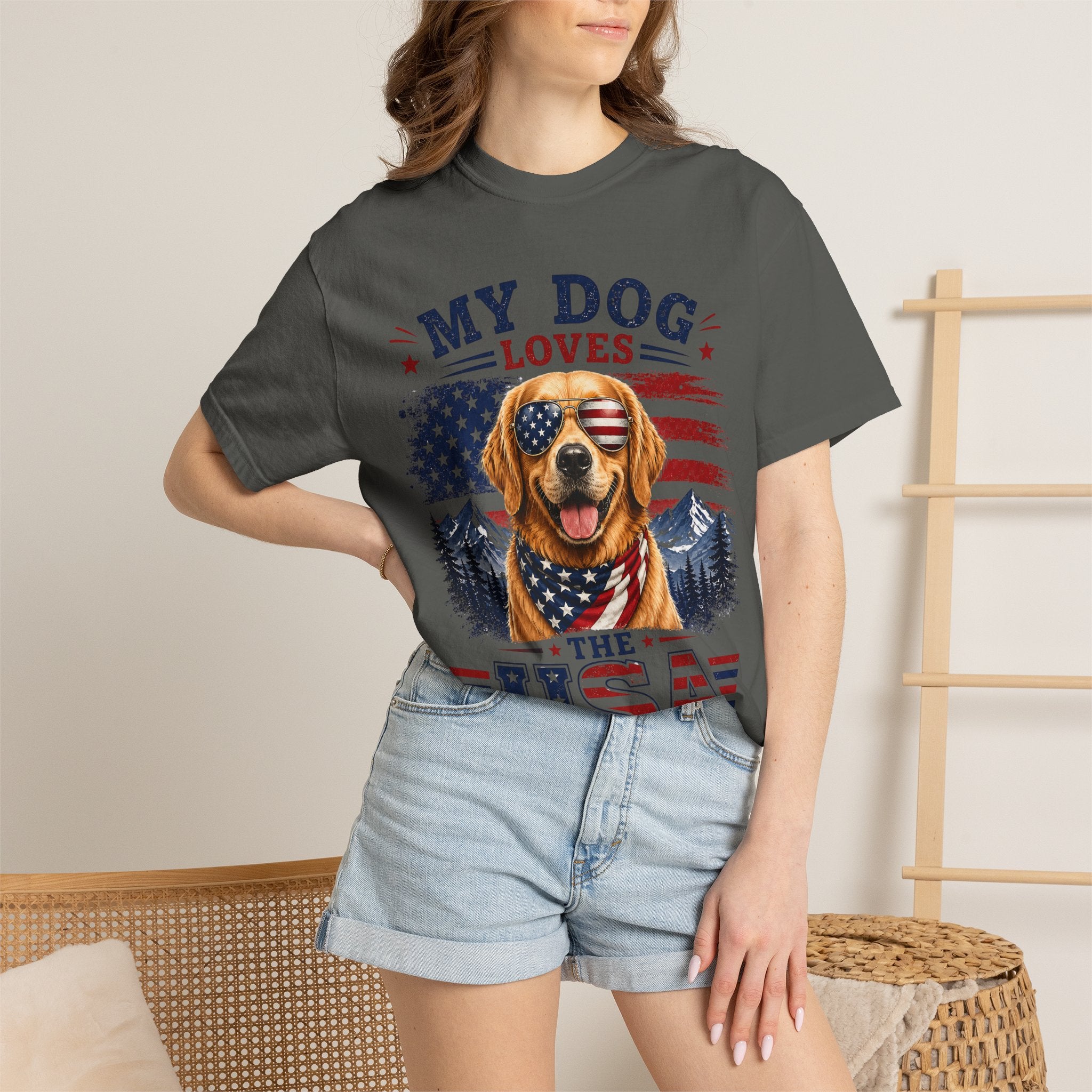 My Dog Loves the USA T-Shirt — Patriotic Golden Retriever Tee