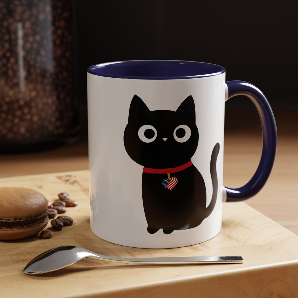 Patriotic Black Cat Accent Coffee Mug (11/15oz)