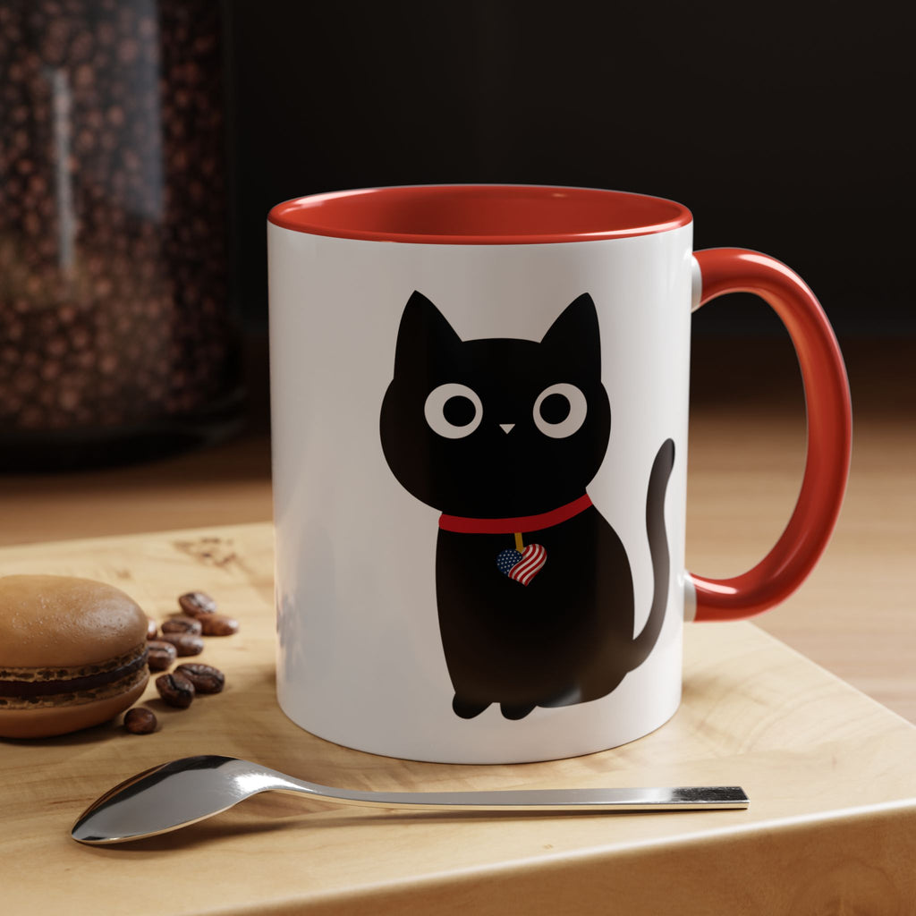 Patriotic Black Cat Accent Coffee Mug (11/15oz)